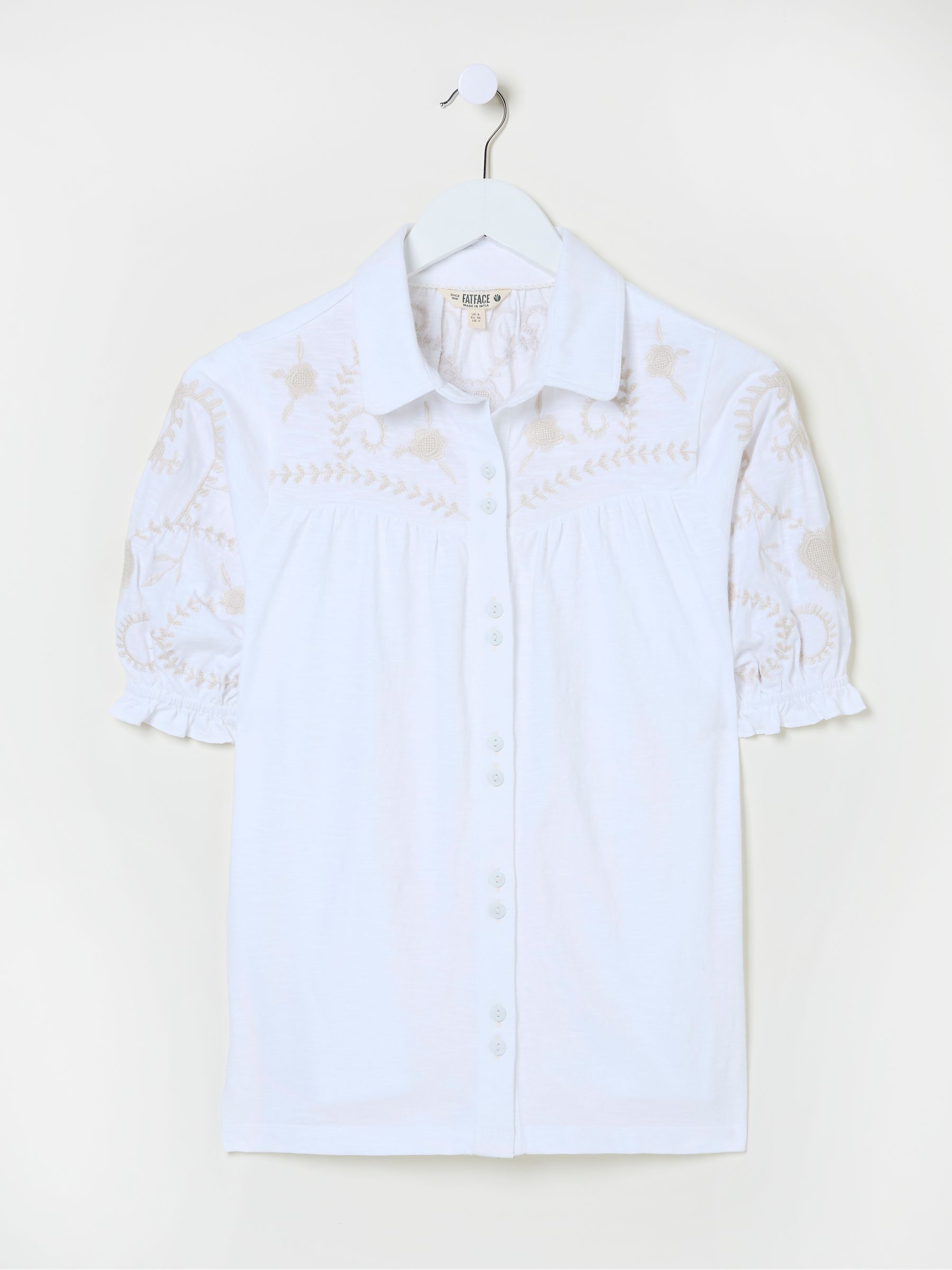 White Embroidered Short Sleeve Jersey Shirt - Image 10 of 10