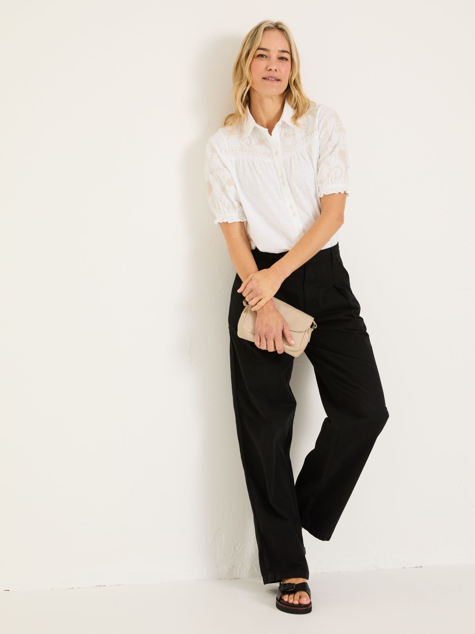 White Embroidered Short Sleeve Jersey Shirt - Image 3 of 10