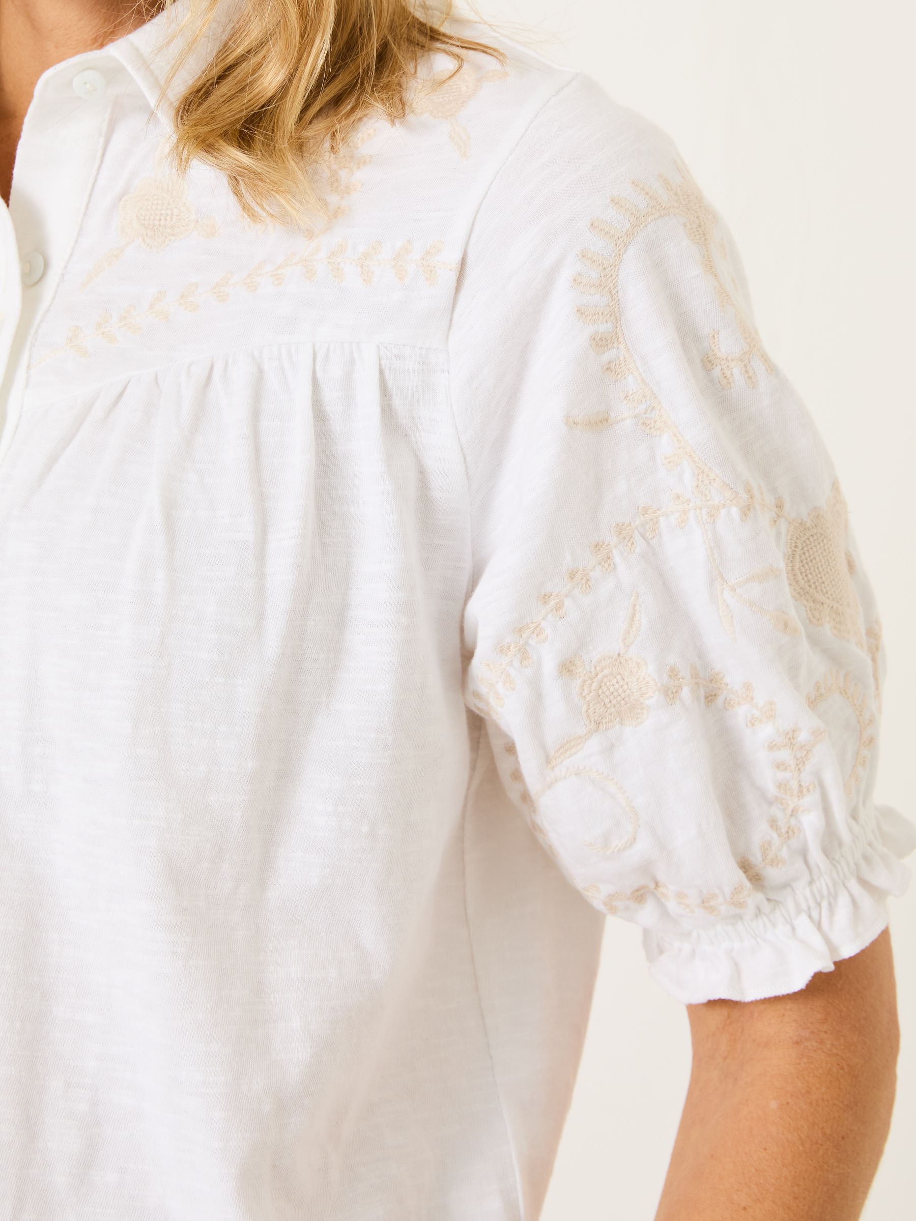 White Embroidered Short Sleeve Jersey Shirt - Image 5 of 10