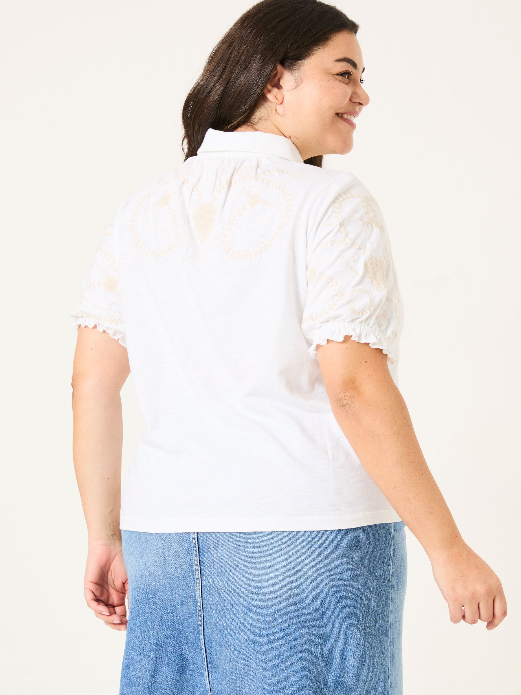 White Embroidered Short Sleeve Jersey Shirt - Image 7 of 10
