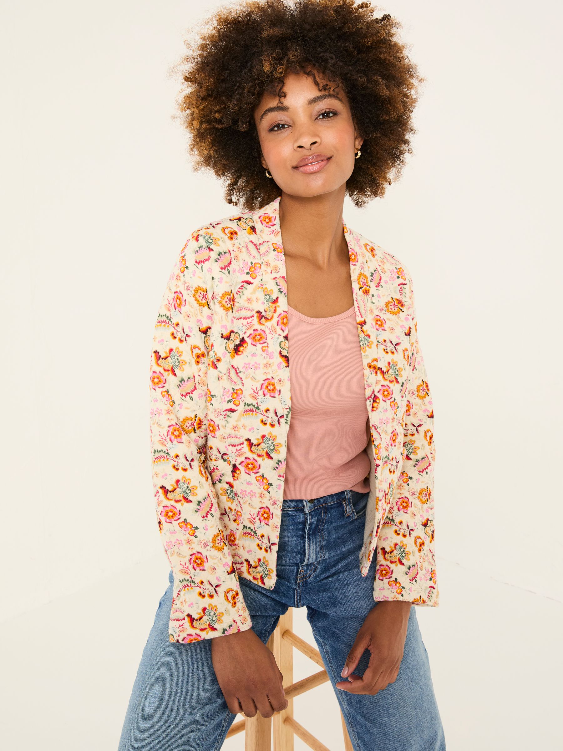 Ivory Historical Floral Quilted Jersey Jacket - Image 3 of 5