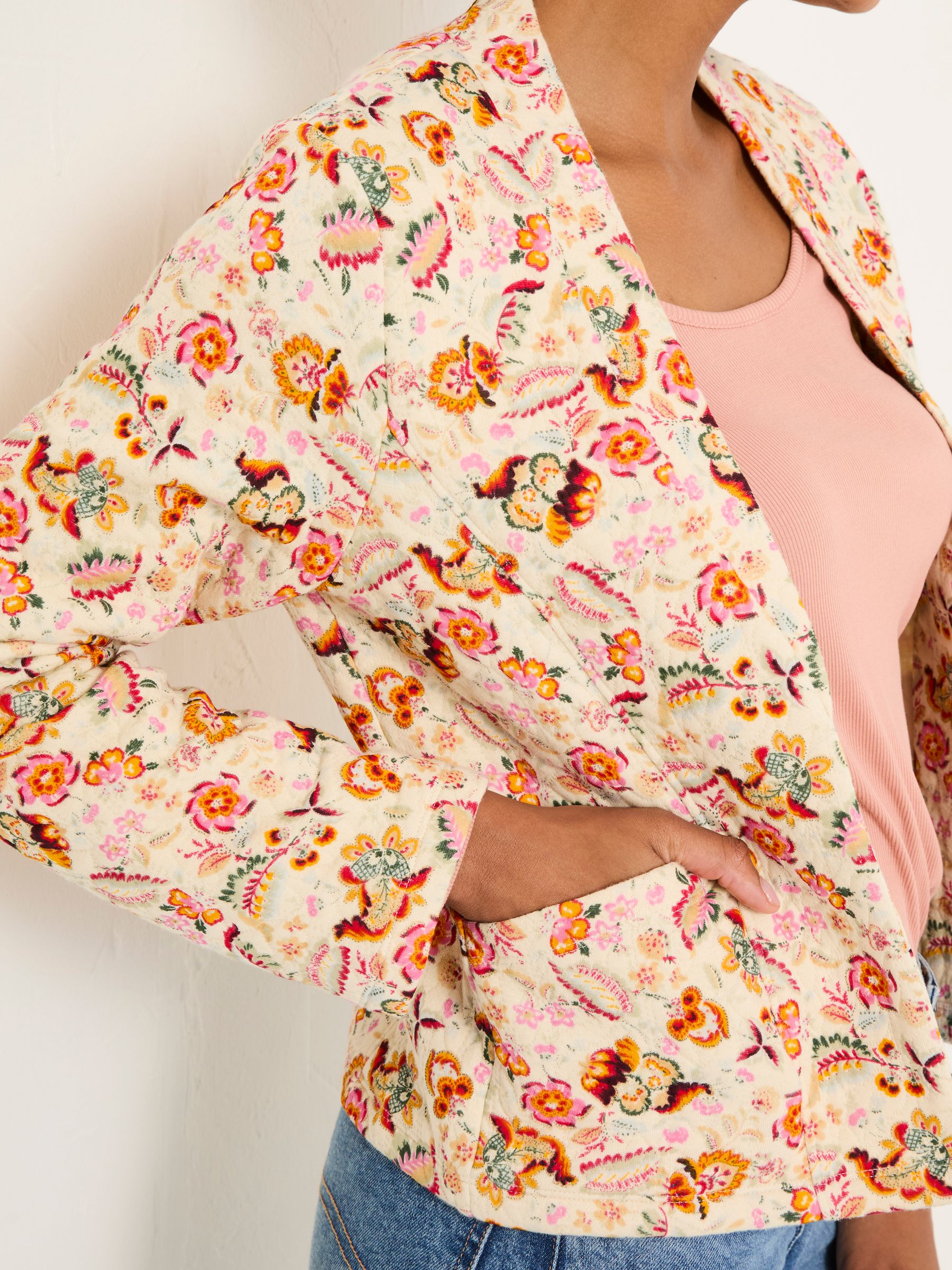 Ivory Historical Floral Quilted Jersey Jacket - Image 4 of 5