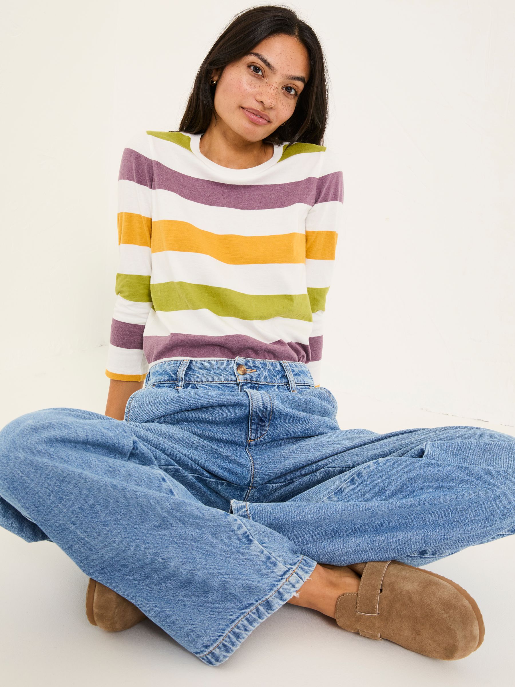 Natalie Ivory 3/4 Sleeve 100% Cotton Top - Image 3 of 6