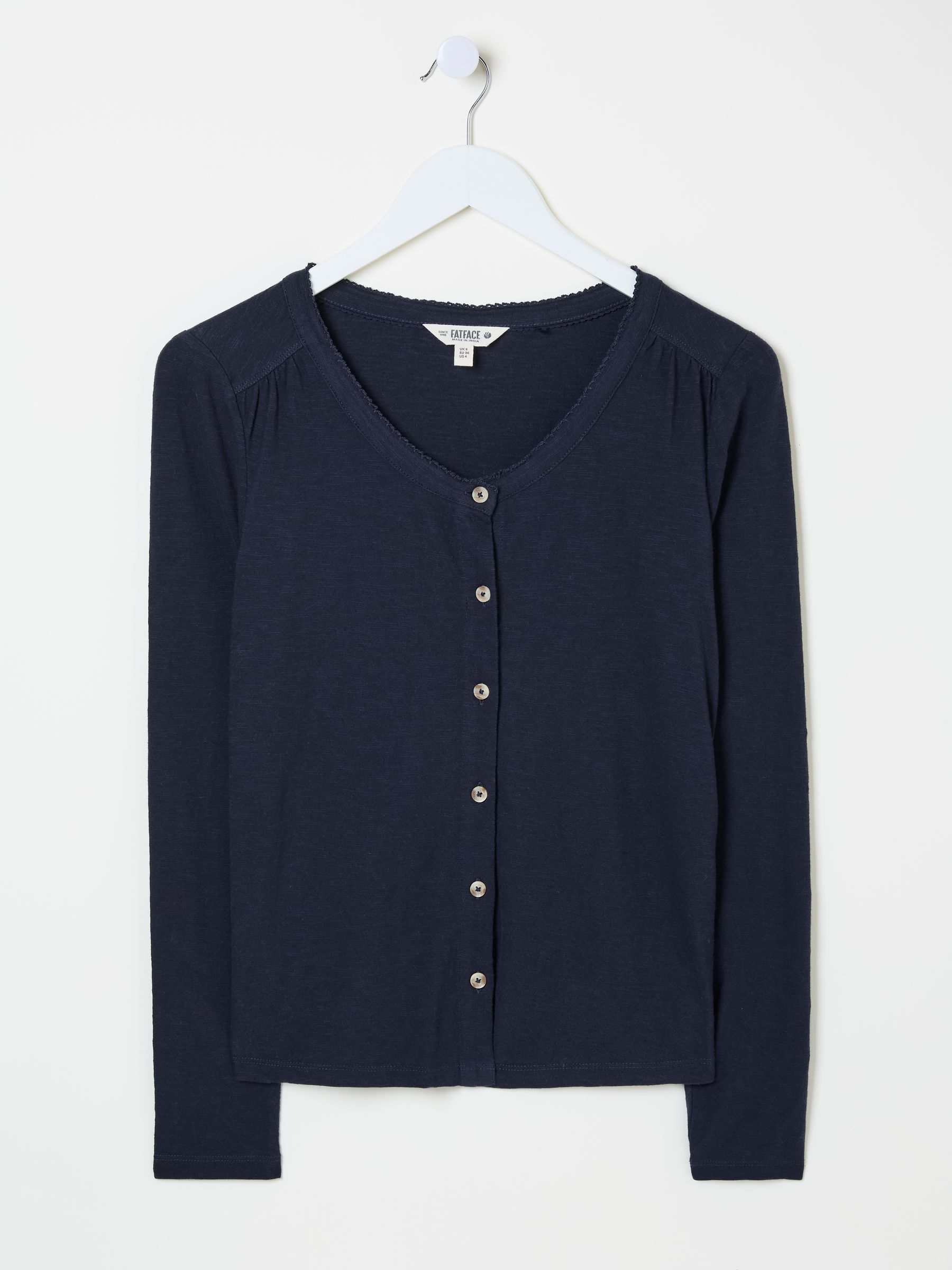 Leah Navy Button Through 100% Cotton Top - Image 5 of 5