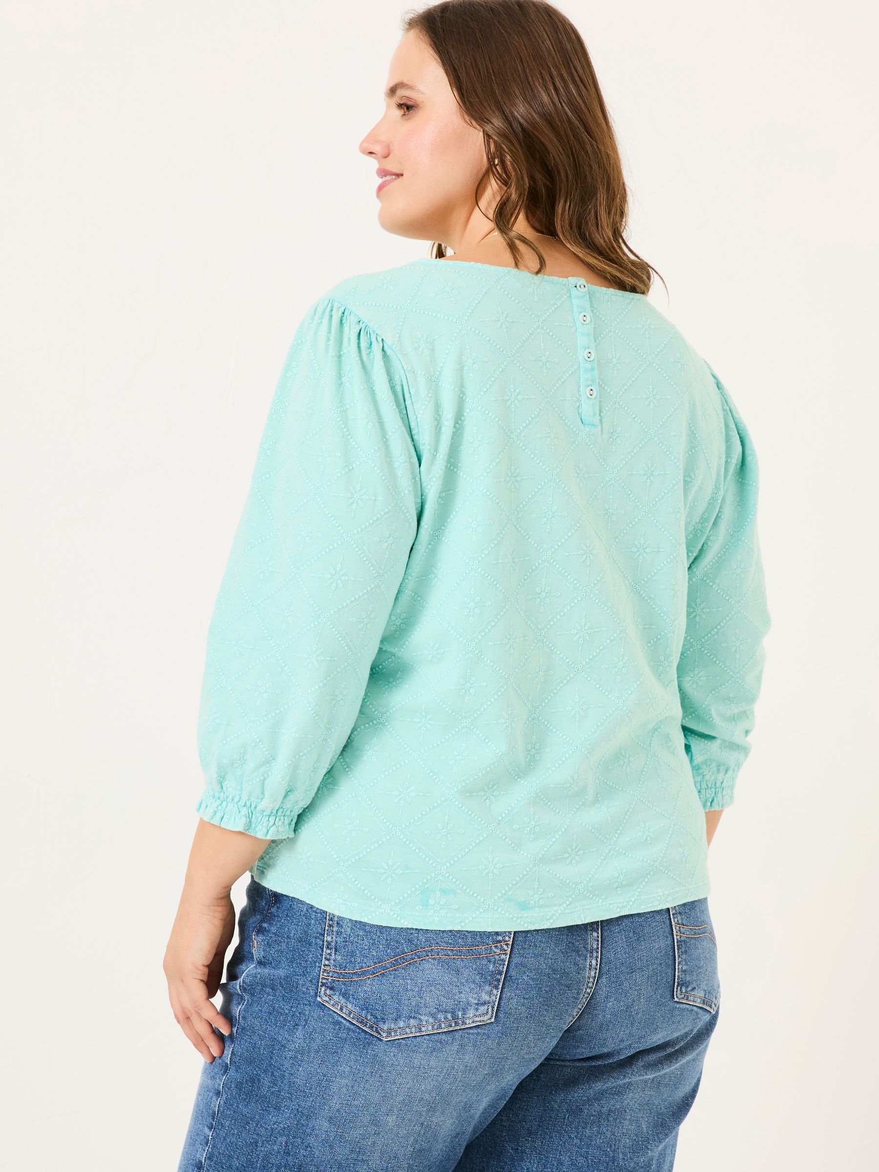 Polly Light Teal Broderie Top - Image 2 of 10