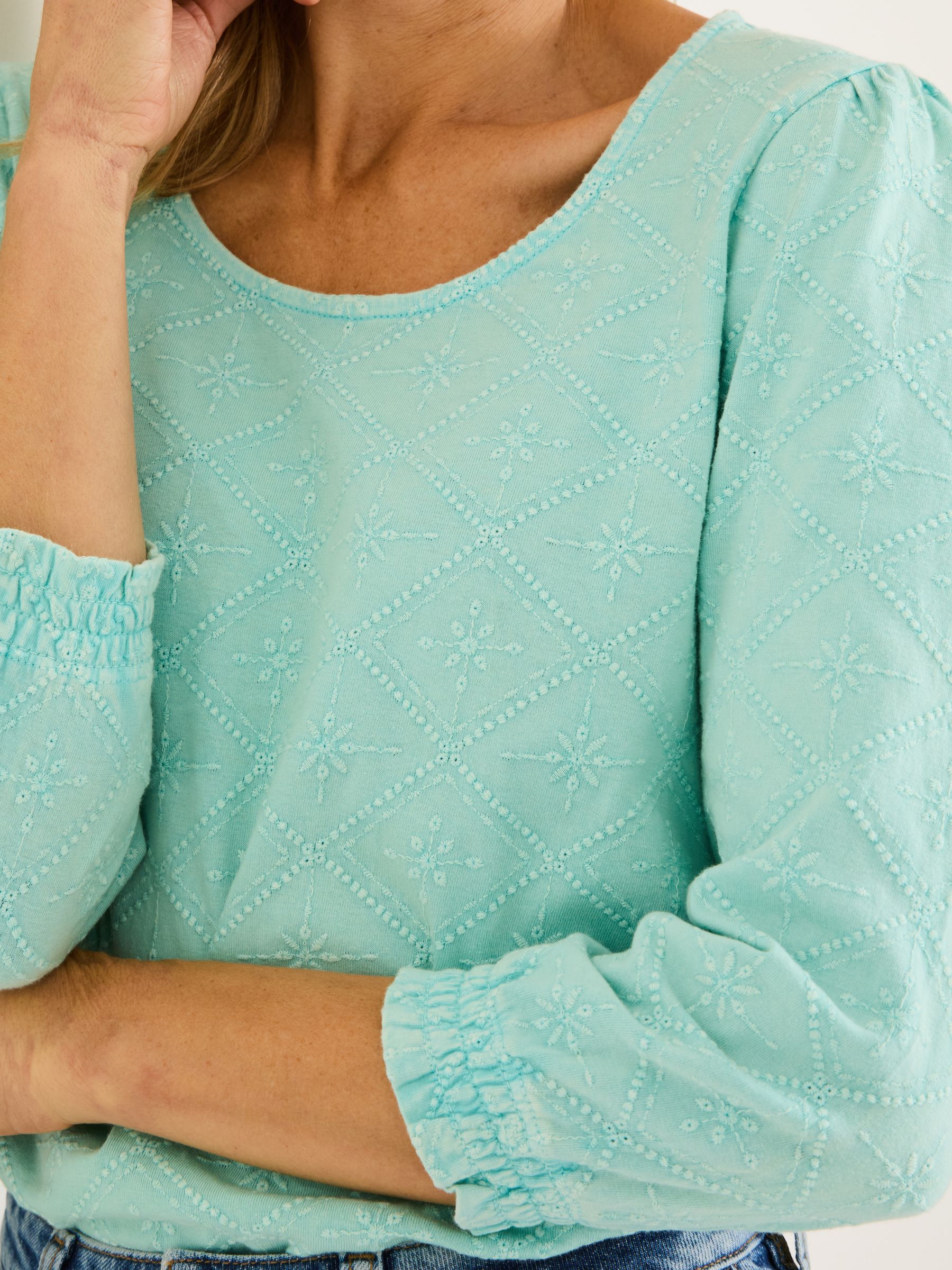 Polly Light Teal Broderie Top - Image 8 of 10