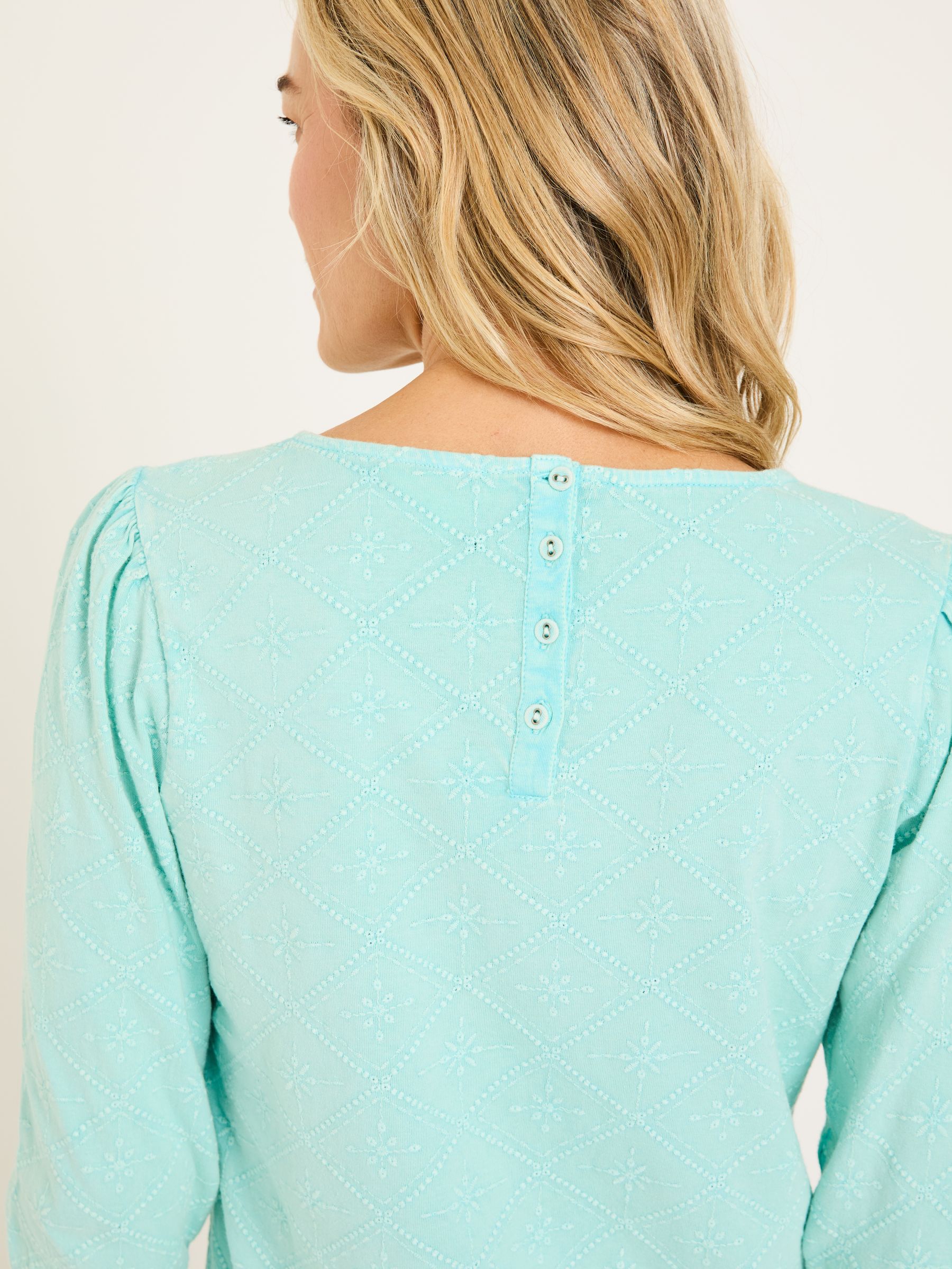 Polly Light Teal Broderie Top - Image 9 of 10