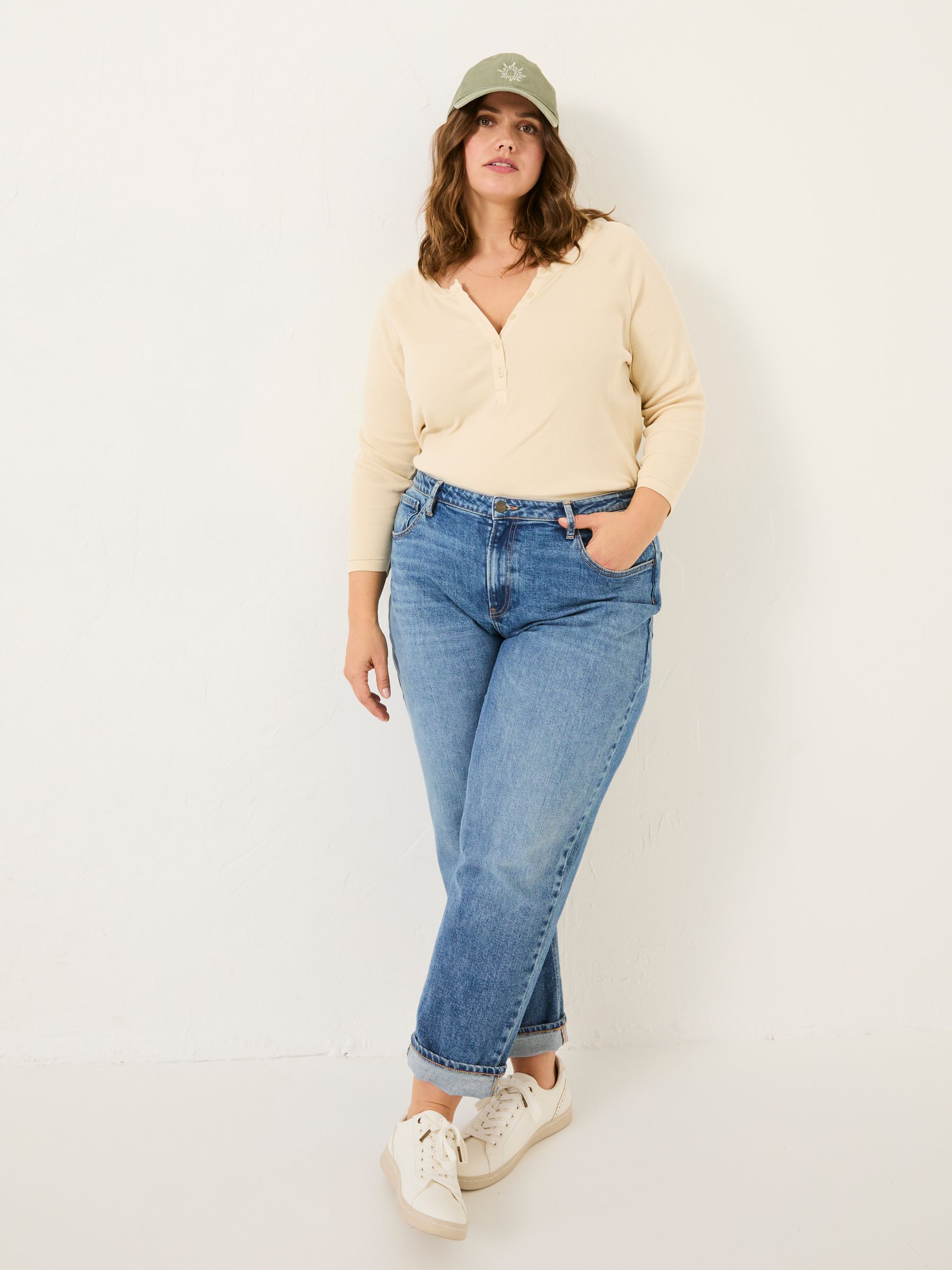 Reese Oatmeal Ribbed Henley Top - Image 5 of 5