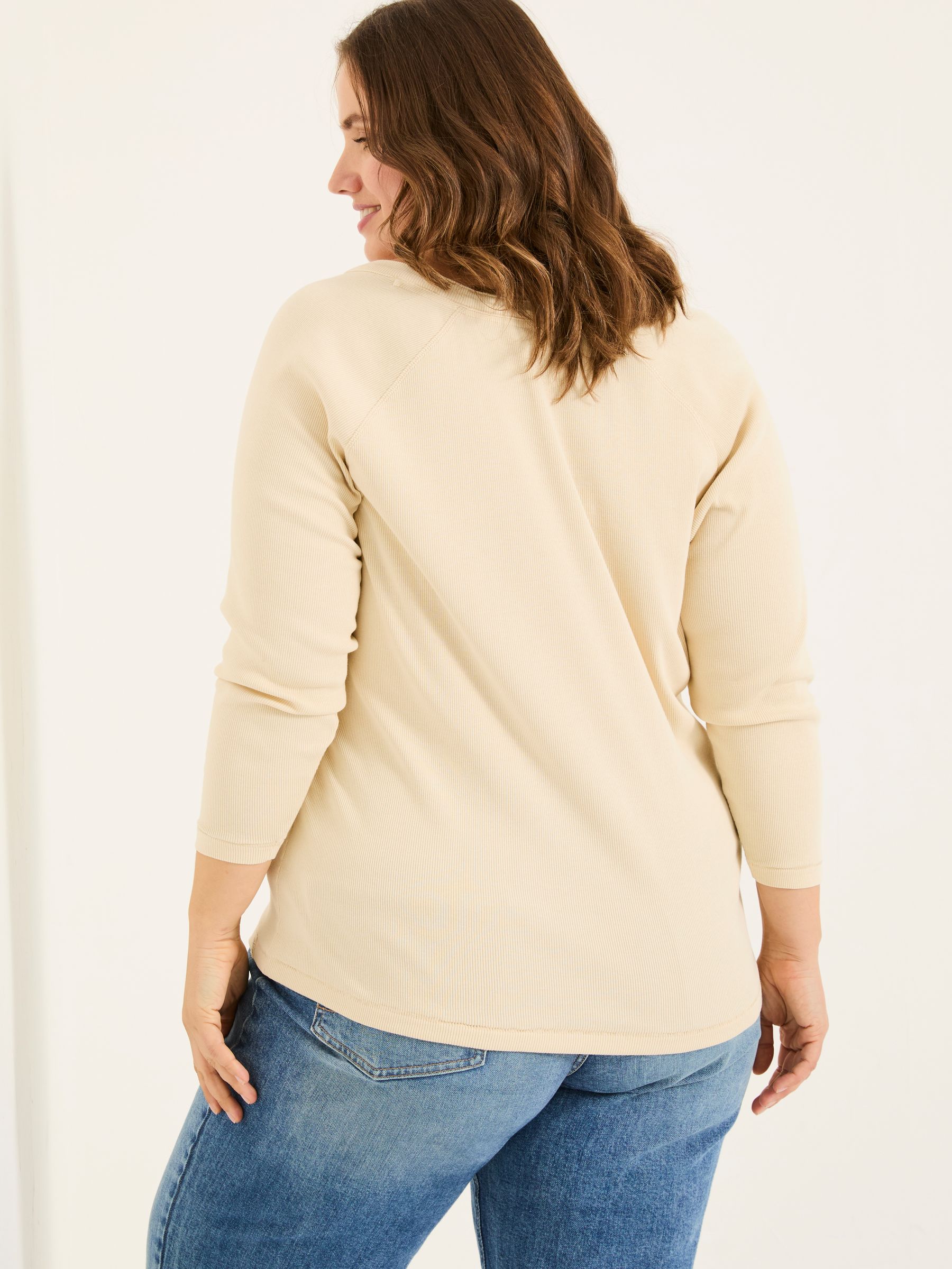 Reese Oatmeal Ribbed Henley Top - Image 8 of 9