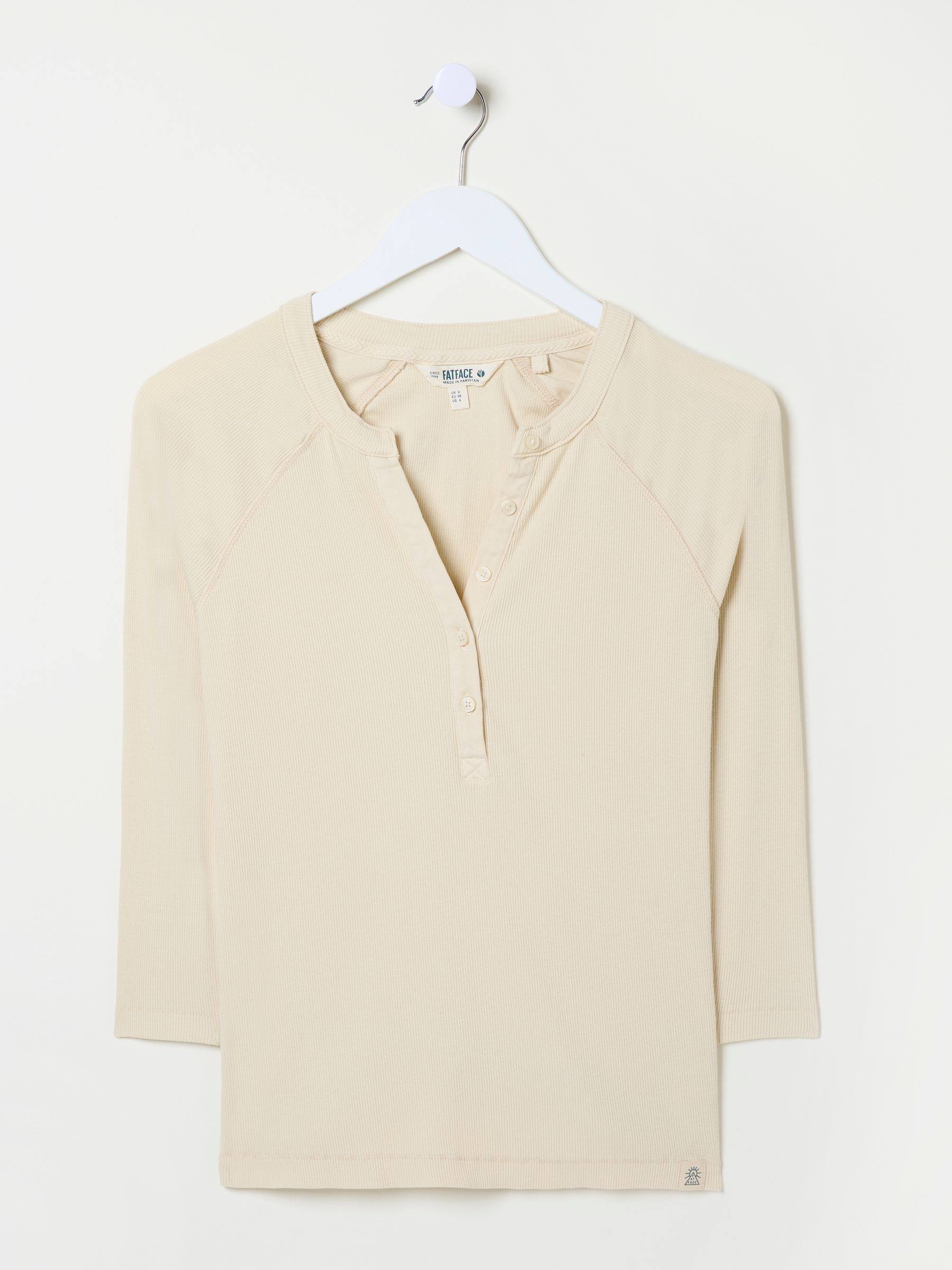 Reese Oatmeal Ribbed Henley Top - Image 9 of 9