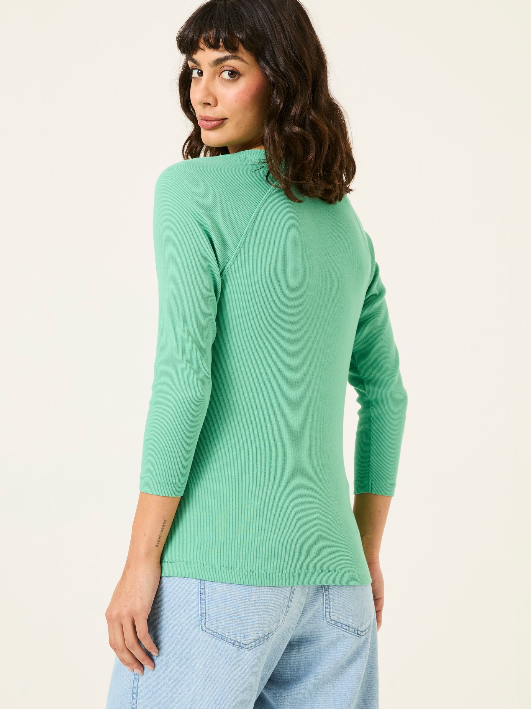 Reese Jade Green Ribbed Henley Top - Image 2 of 5