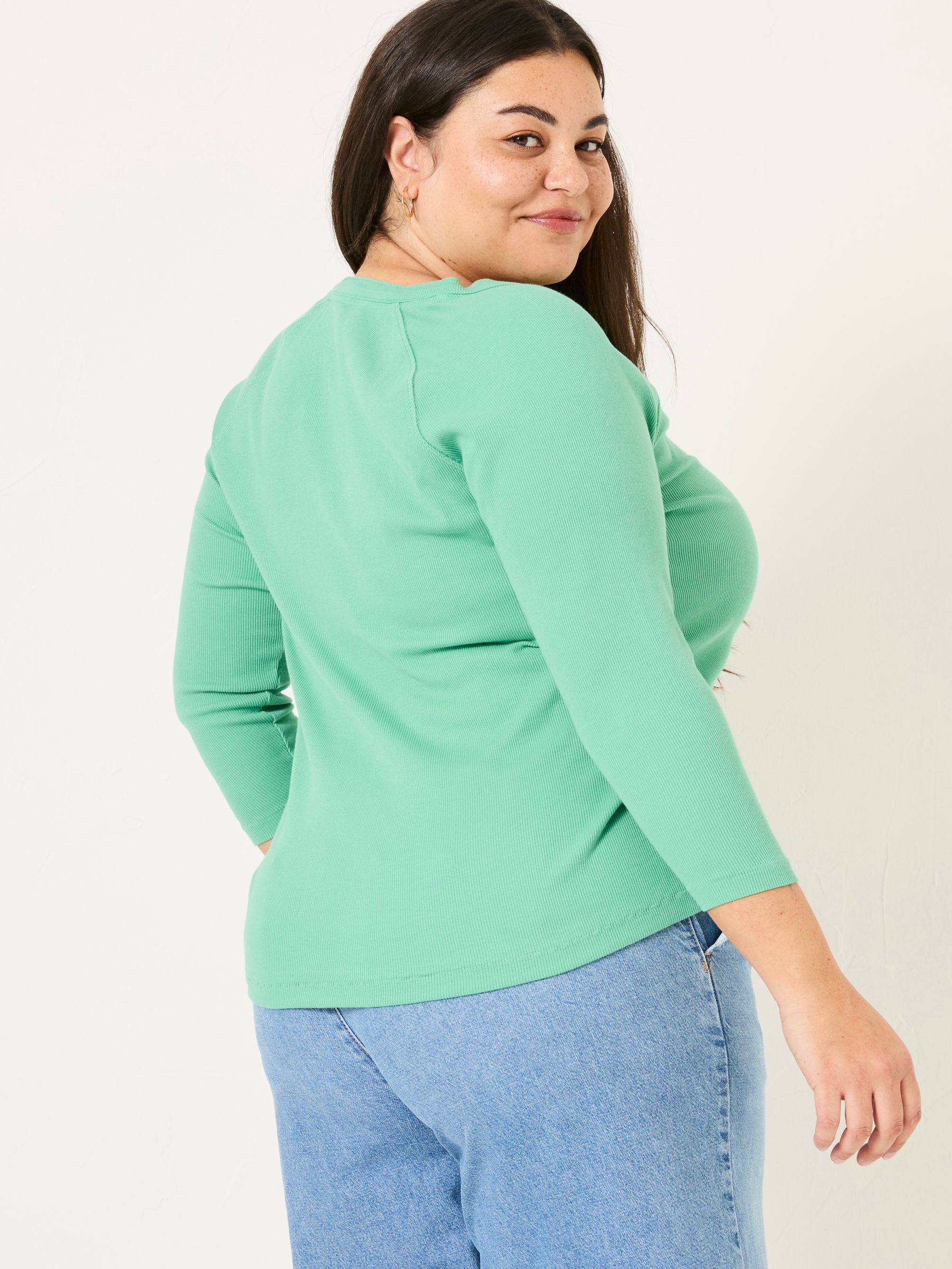 Reese Jade Green Ribbed Henley Top - Image 6 of 9