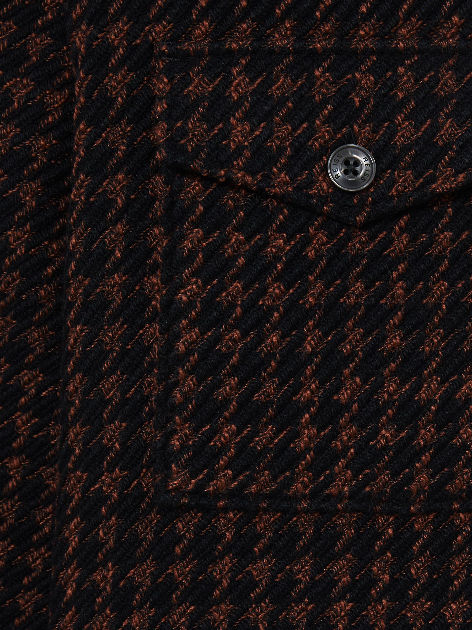 Brushed Houndstooth-Check Overshirt in Navy/Rust - Image 9 of 9