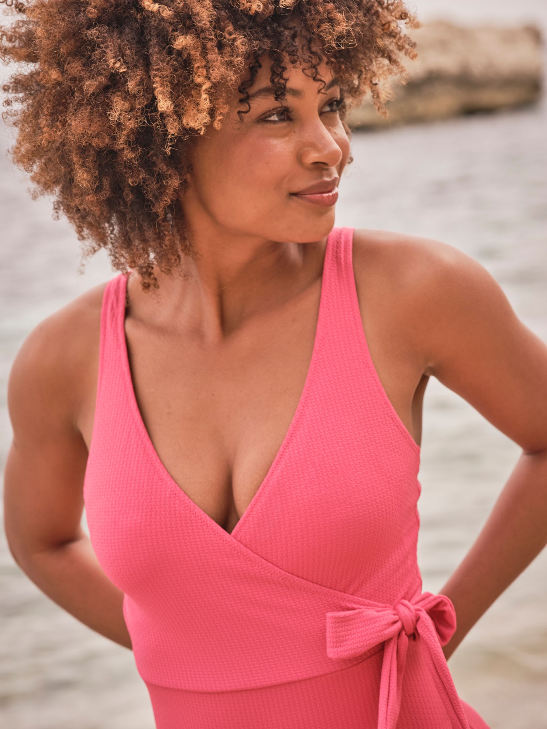 Towan Pink Wrap Textured Swimsuit - Image 4 of 5