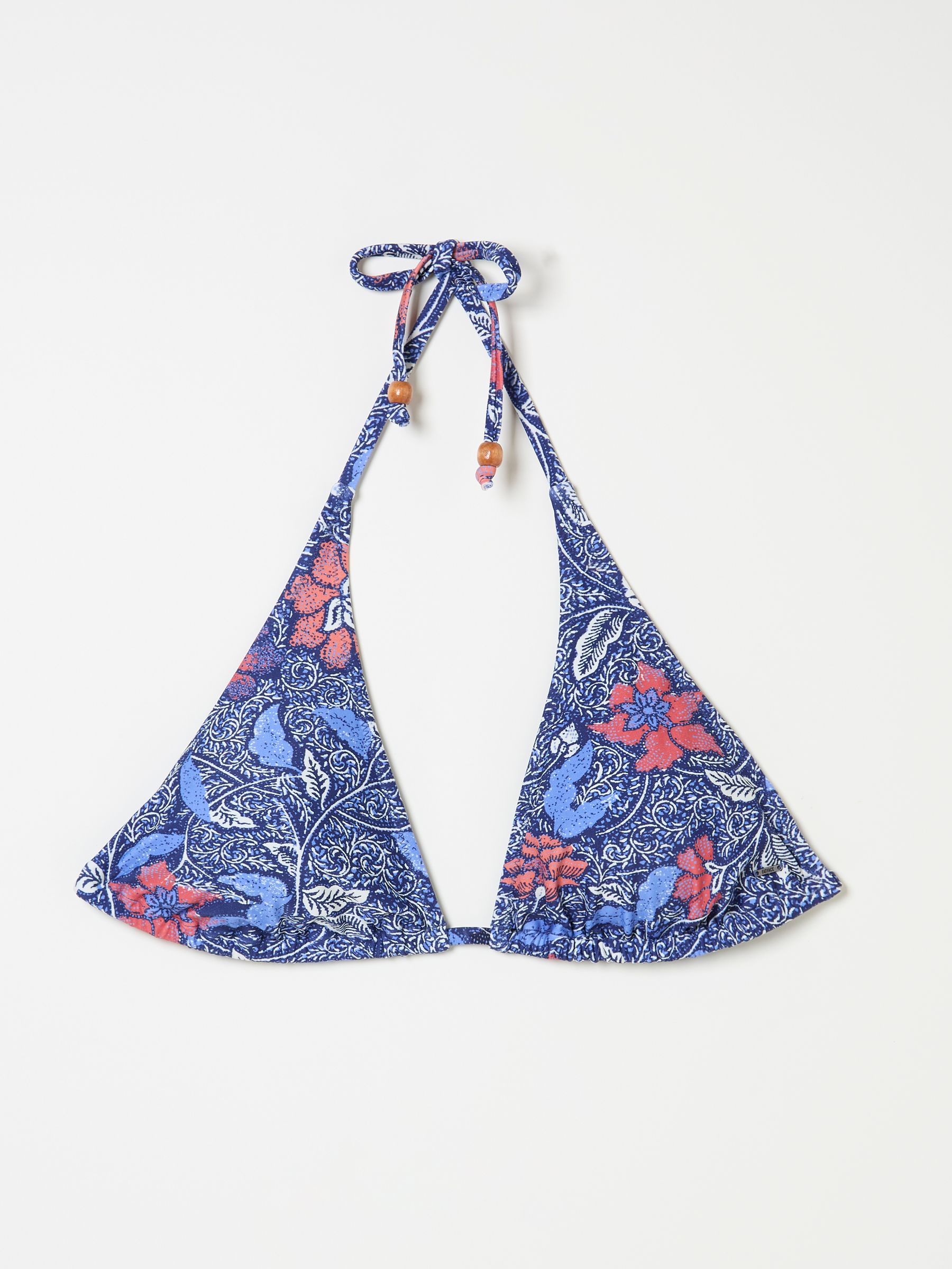 Maci Dark Blue Triangle Detail Floral Bikini Top - Image 6 of 6