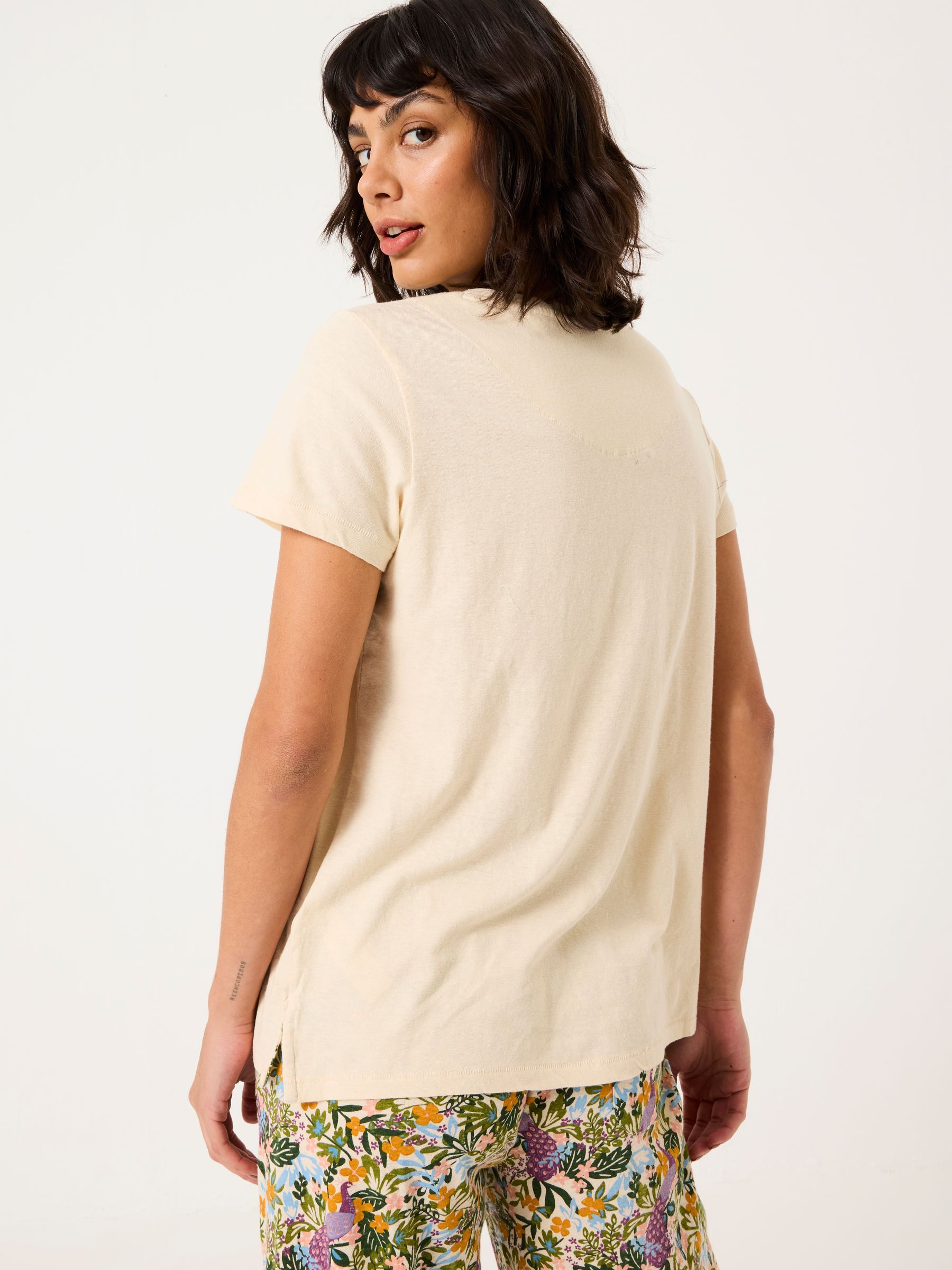 Natural Peacock Linen Blend T-Shirt - Image 2 of 5