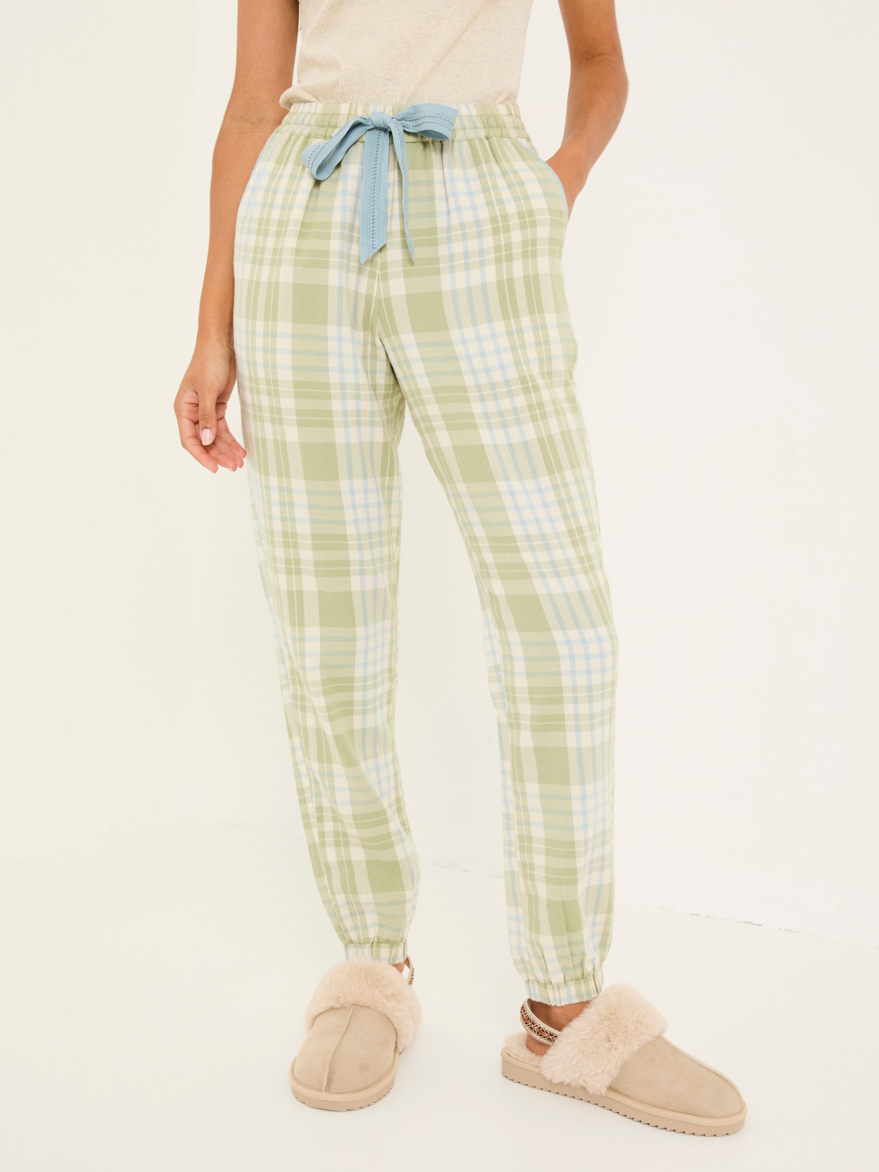 Cora Green 100% Cotton Check Pyjama Bottoms - Image 1 of 6