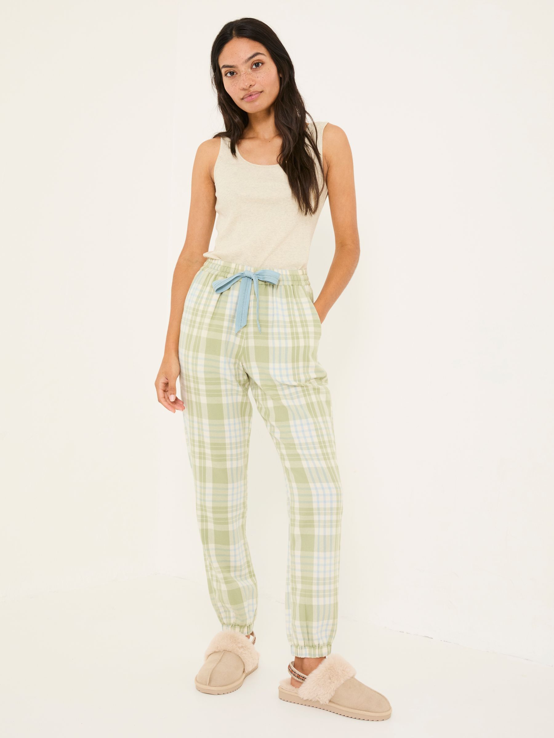 Cora Green 100% Cotton Check Pyjama Bottoms - Image 2 of 6