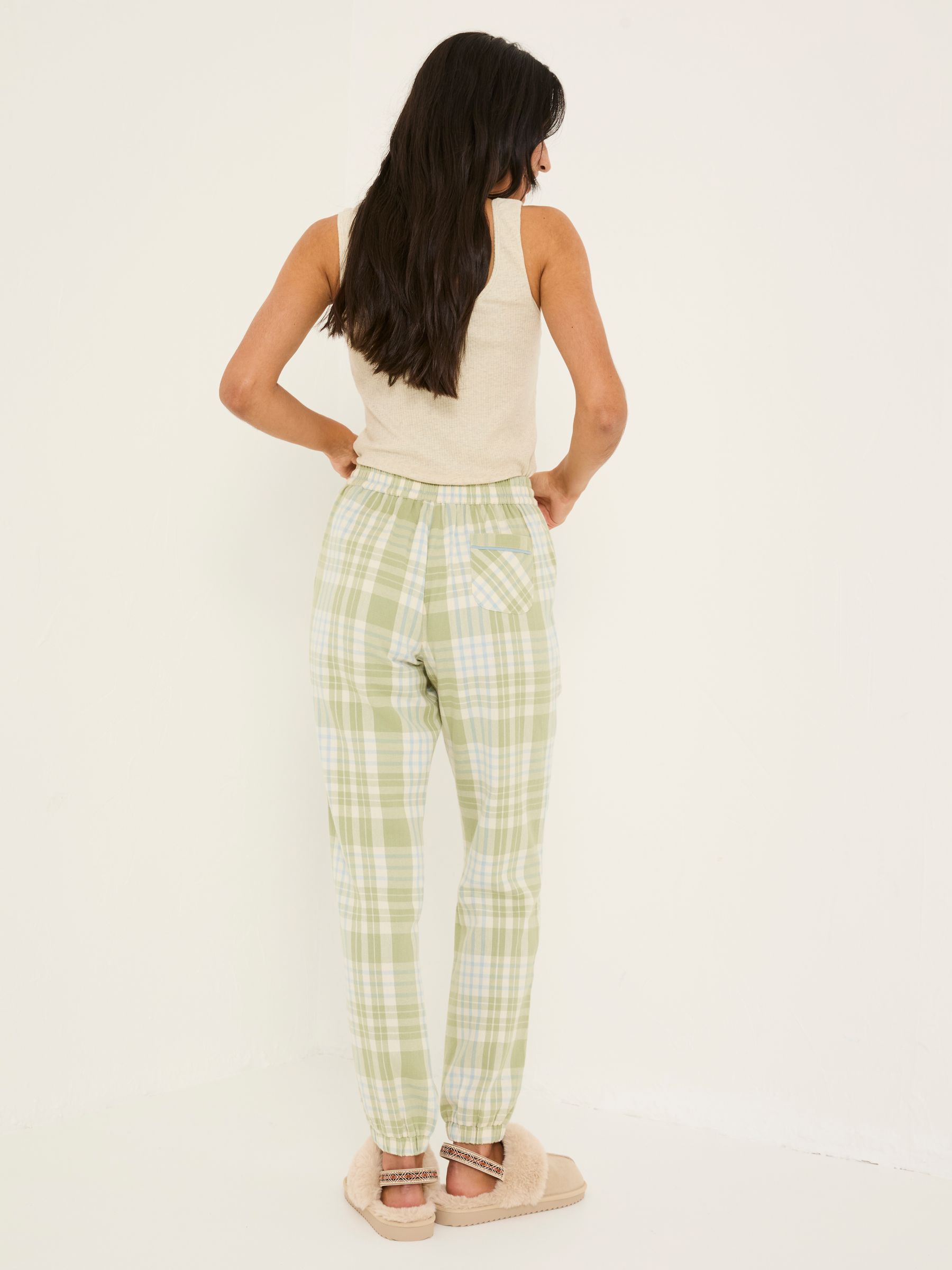 Cora Green 100% Cotton Check Pyjama Bottoms - Image 3 of 6
