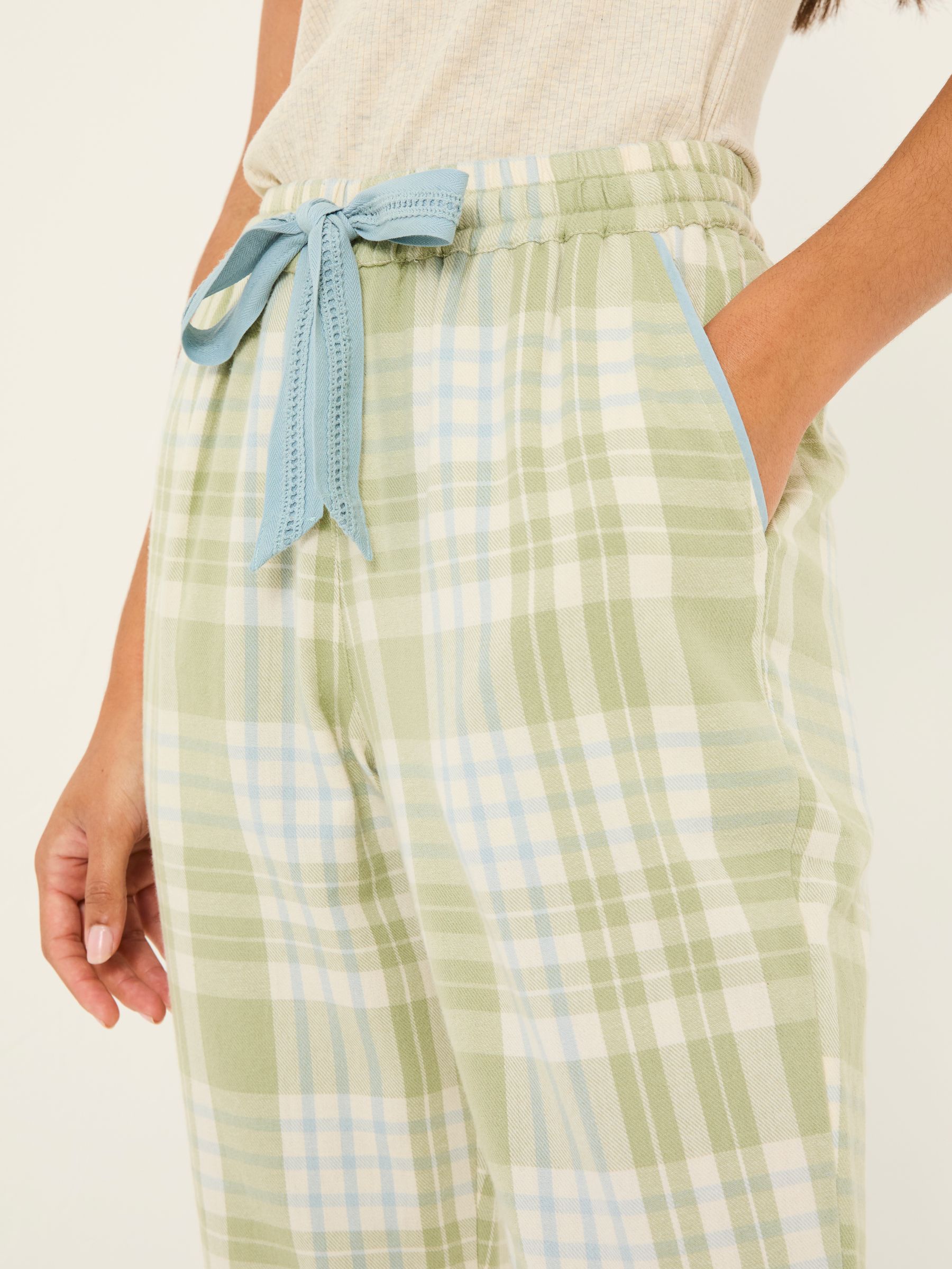 Cora Green 100% Cotton Check Pyjama Bottoms - Image 5 of 6