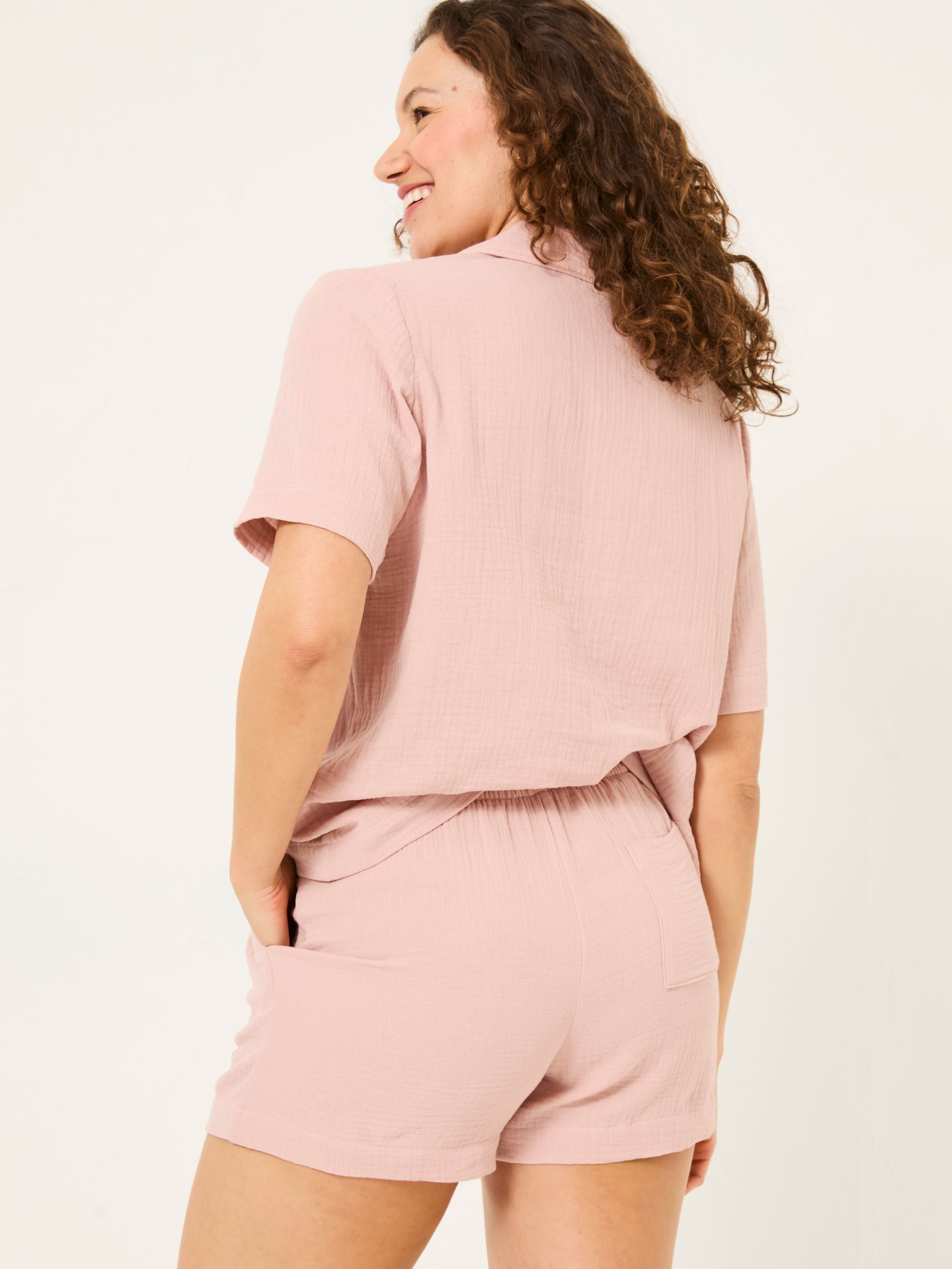 Pink Textured Pyjama Shorts Set - Image 2 of 10
