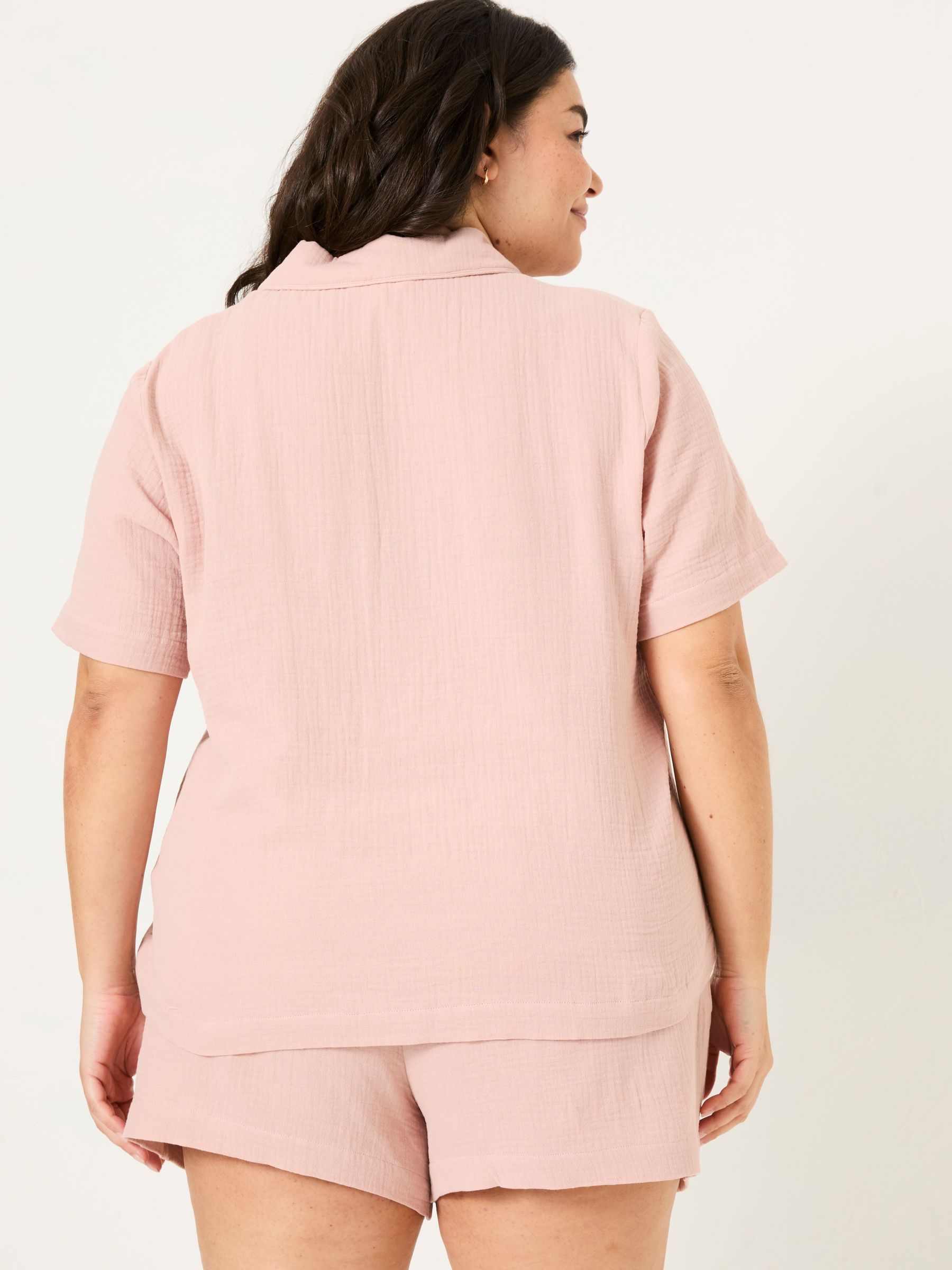 Pink Textured Pyjama Shorts Set - Image 8 of 10