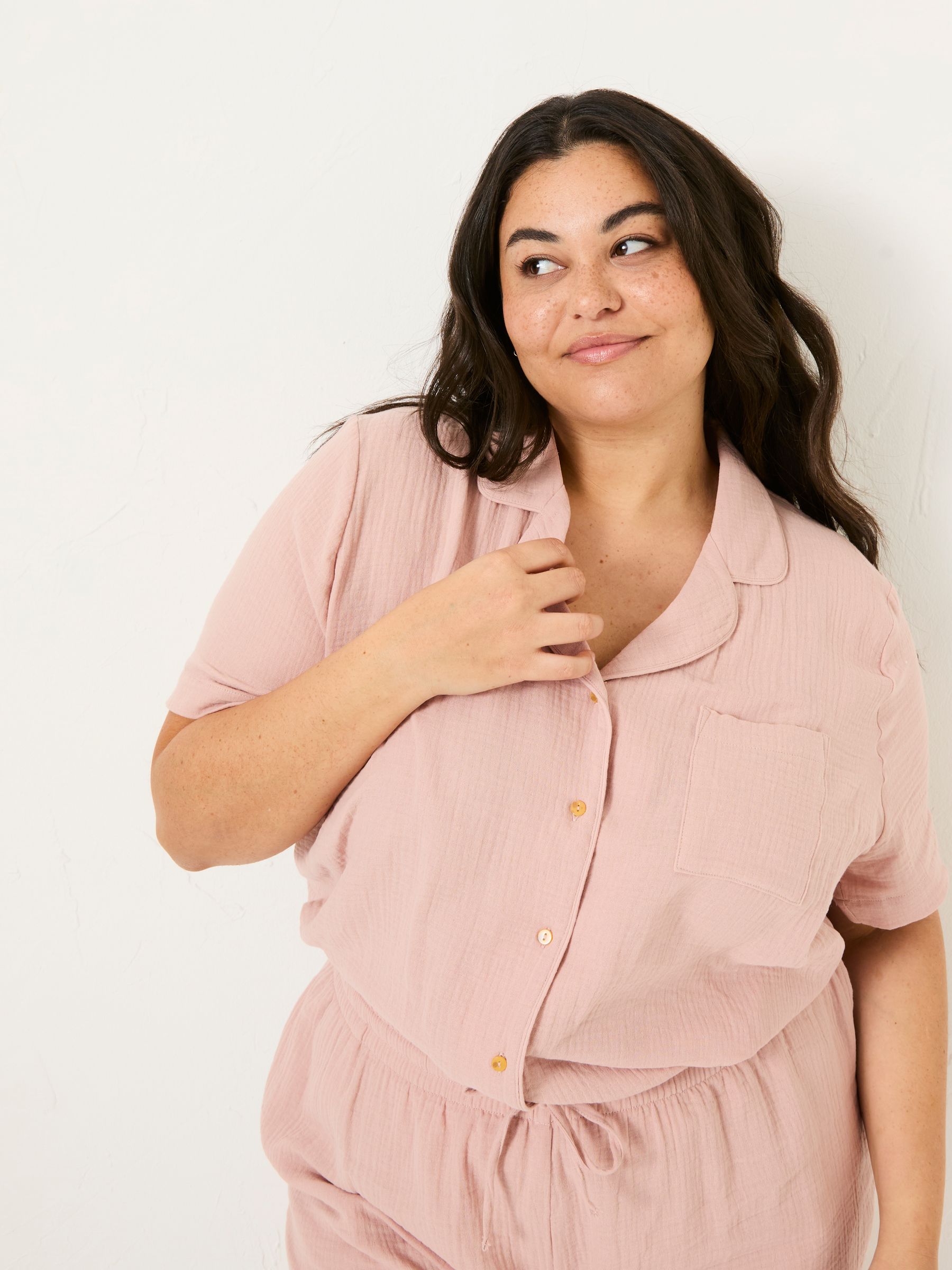 Pink Textured Pyjama Shorts Set - Image 9 of 10