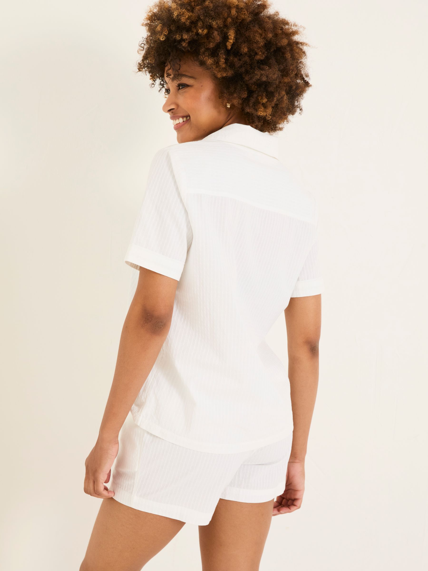 White Textured Pyjama Shorts Set - Image 2 of 6