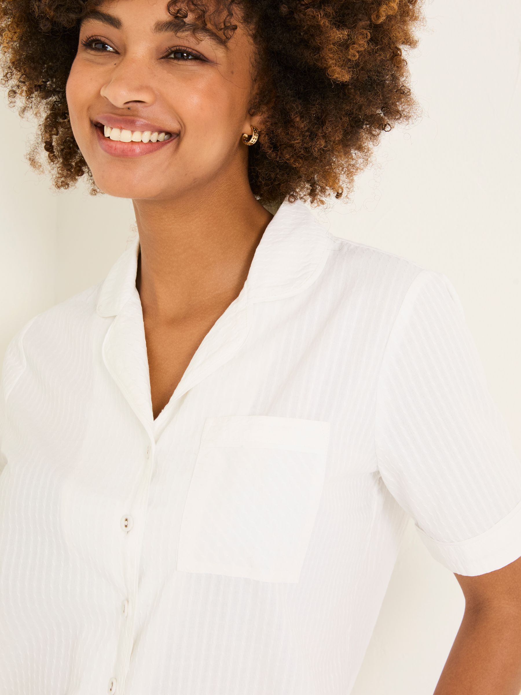 White Textured Pyjama Shorts Set - Image 4 of 6
