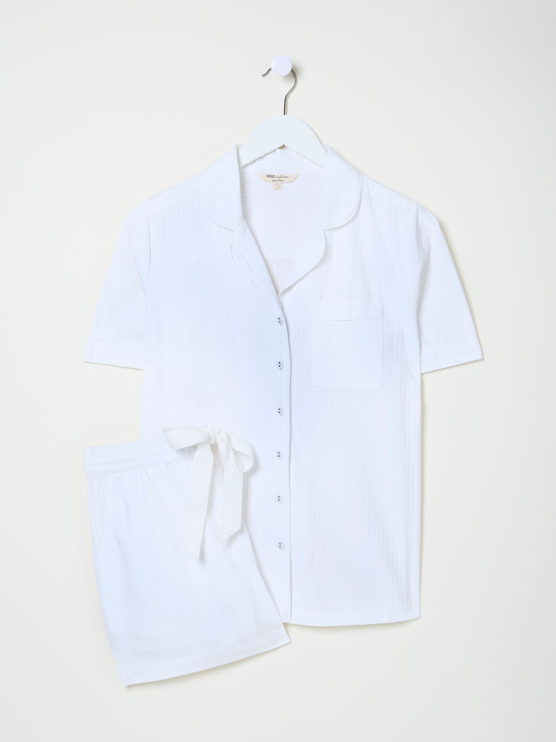 White Textured Pyjama Shorts Set - Image 6 of 6