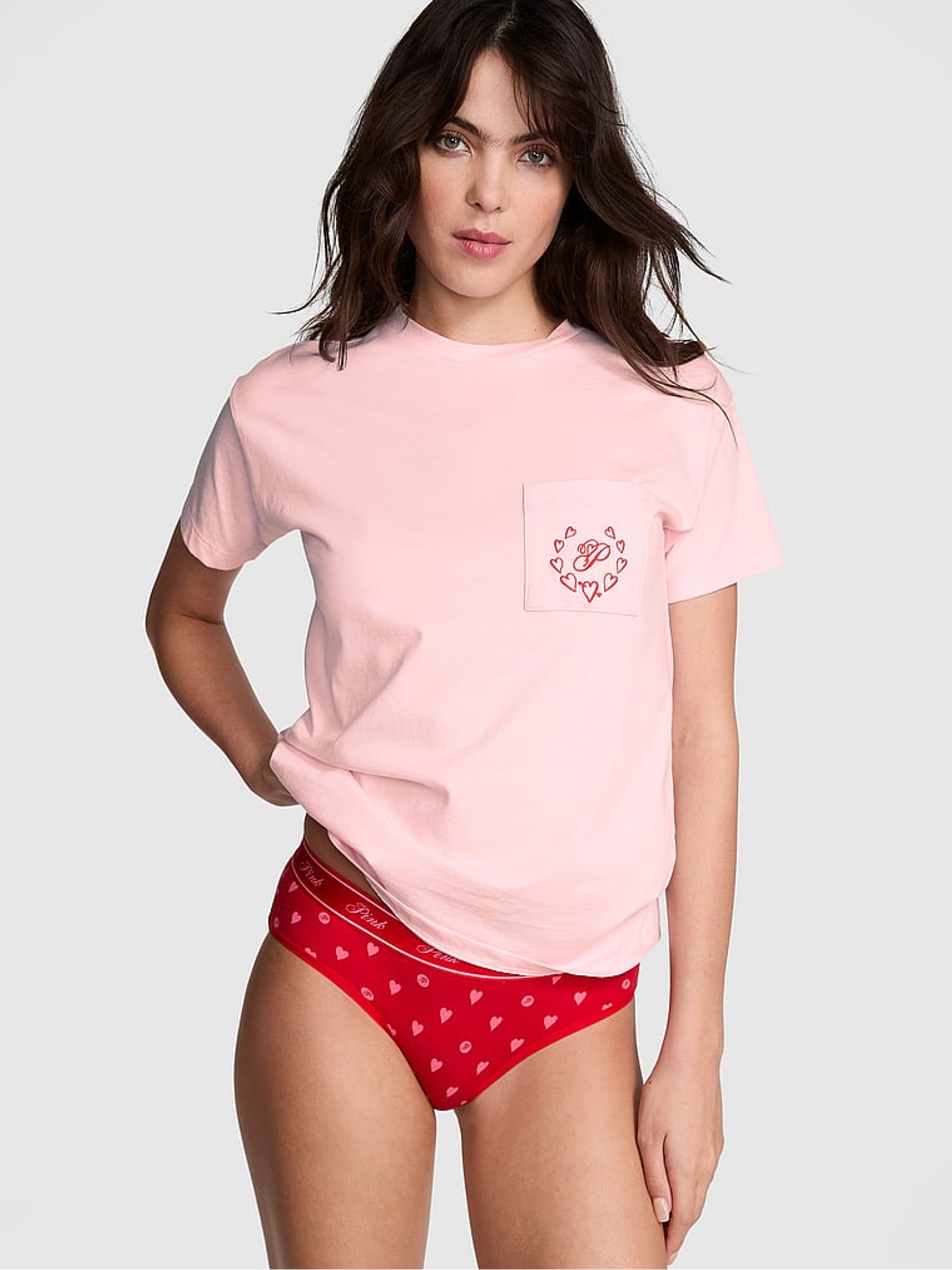 Angel Pink Heart Cotton Pyjama T-Shirt - Image 1 of 3