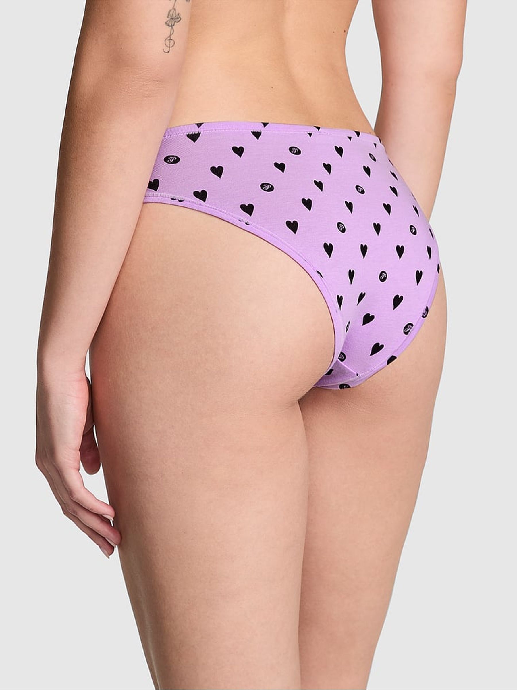 Purple Petal Heart Cheeky Cotton Knickers - Image 2 of 3