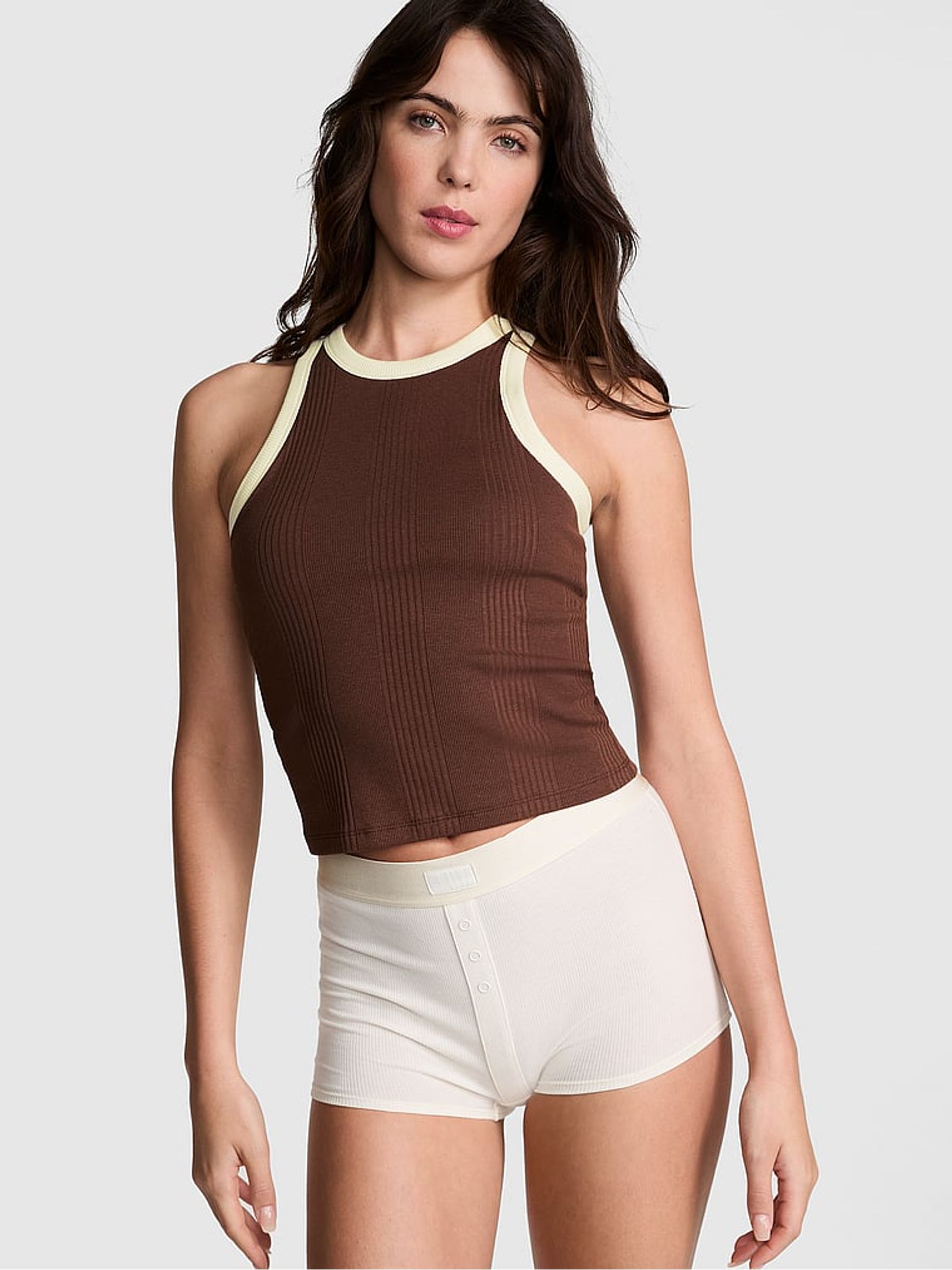 Ganache Brown Rib Tank Top - Image 1 of 3