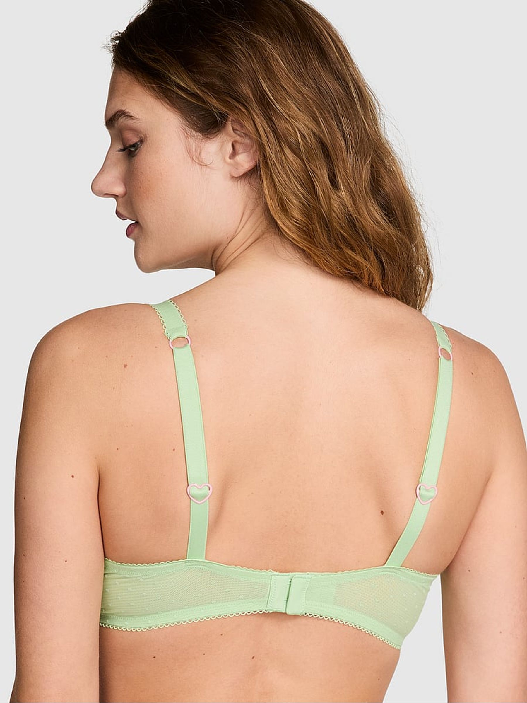 Pale Petal Green Plunge Heart Embroidery Unlined Bra - Image 2 of 3
