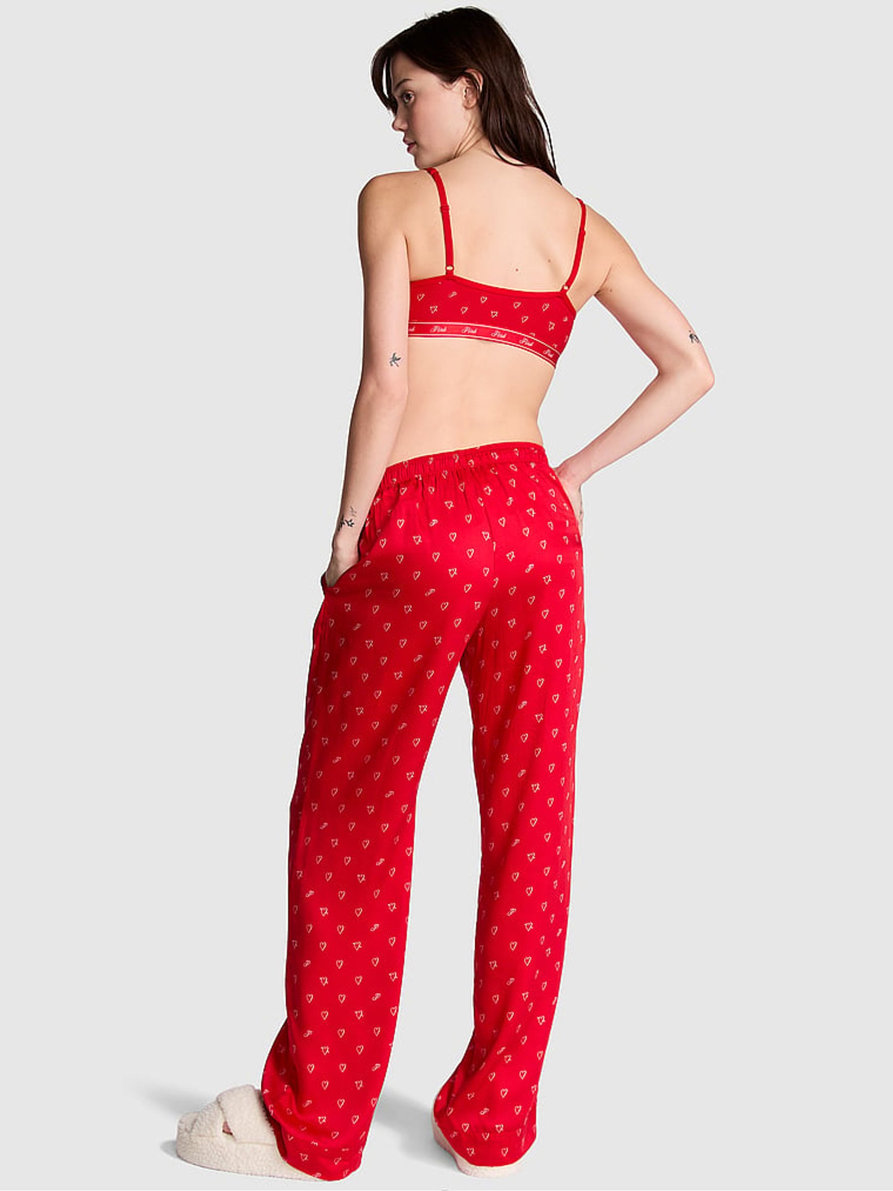 Vermillion Red Hearts TENCEL™ Pyjama Bottoms - Image 2 of 3
