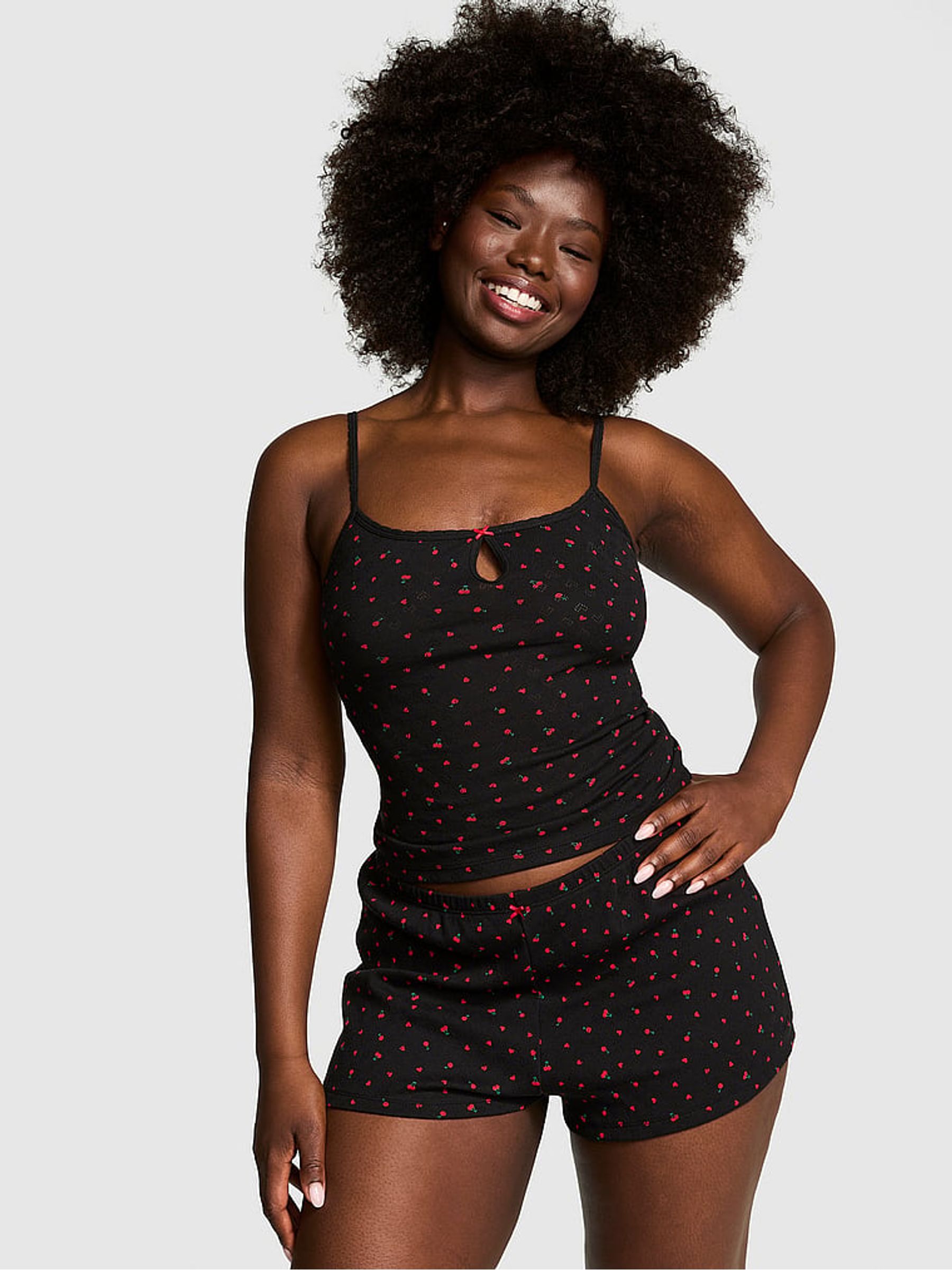 Black Heart Pyjama Cami Top - Image 1 of 3
