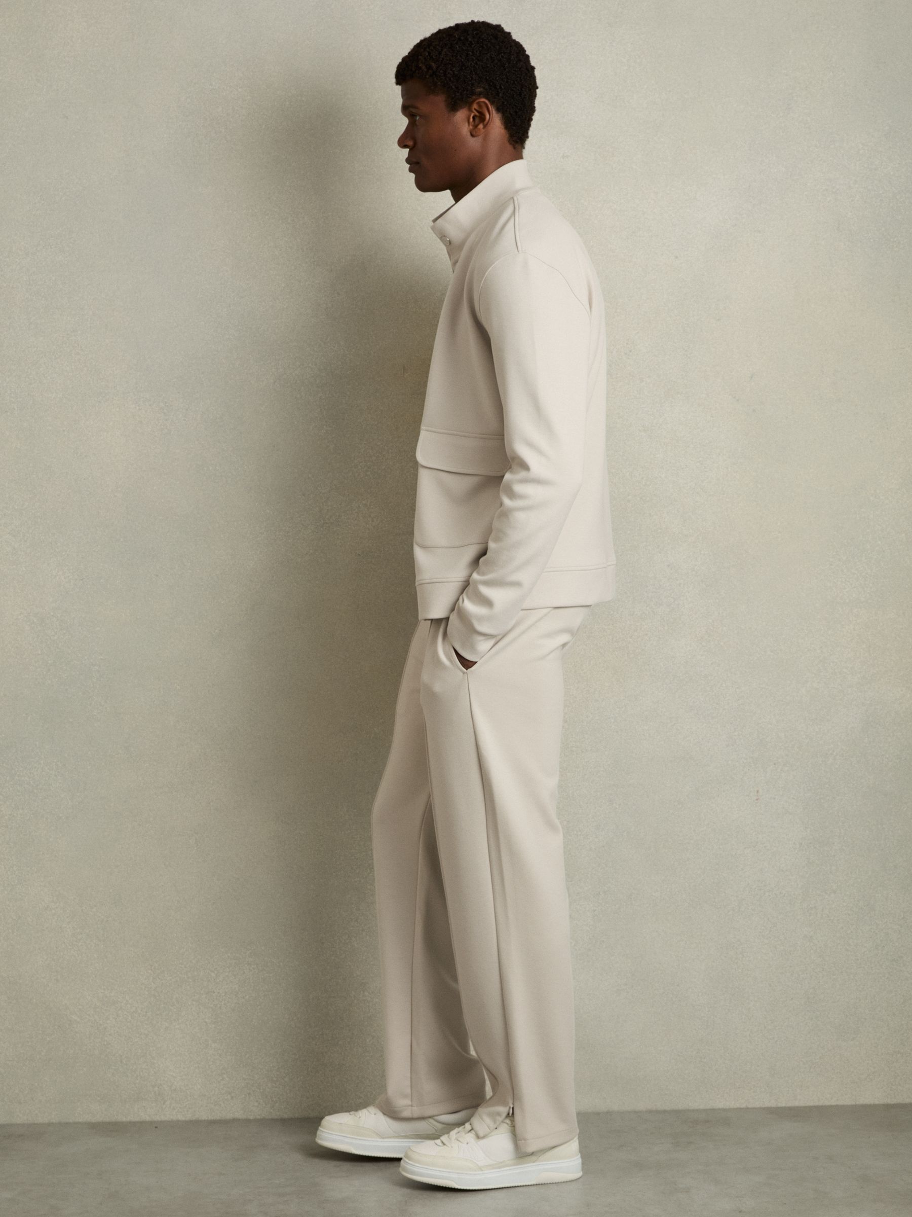 Interlock Drawstring Straight-Leg Trousers in Off White - Image 1 of 7