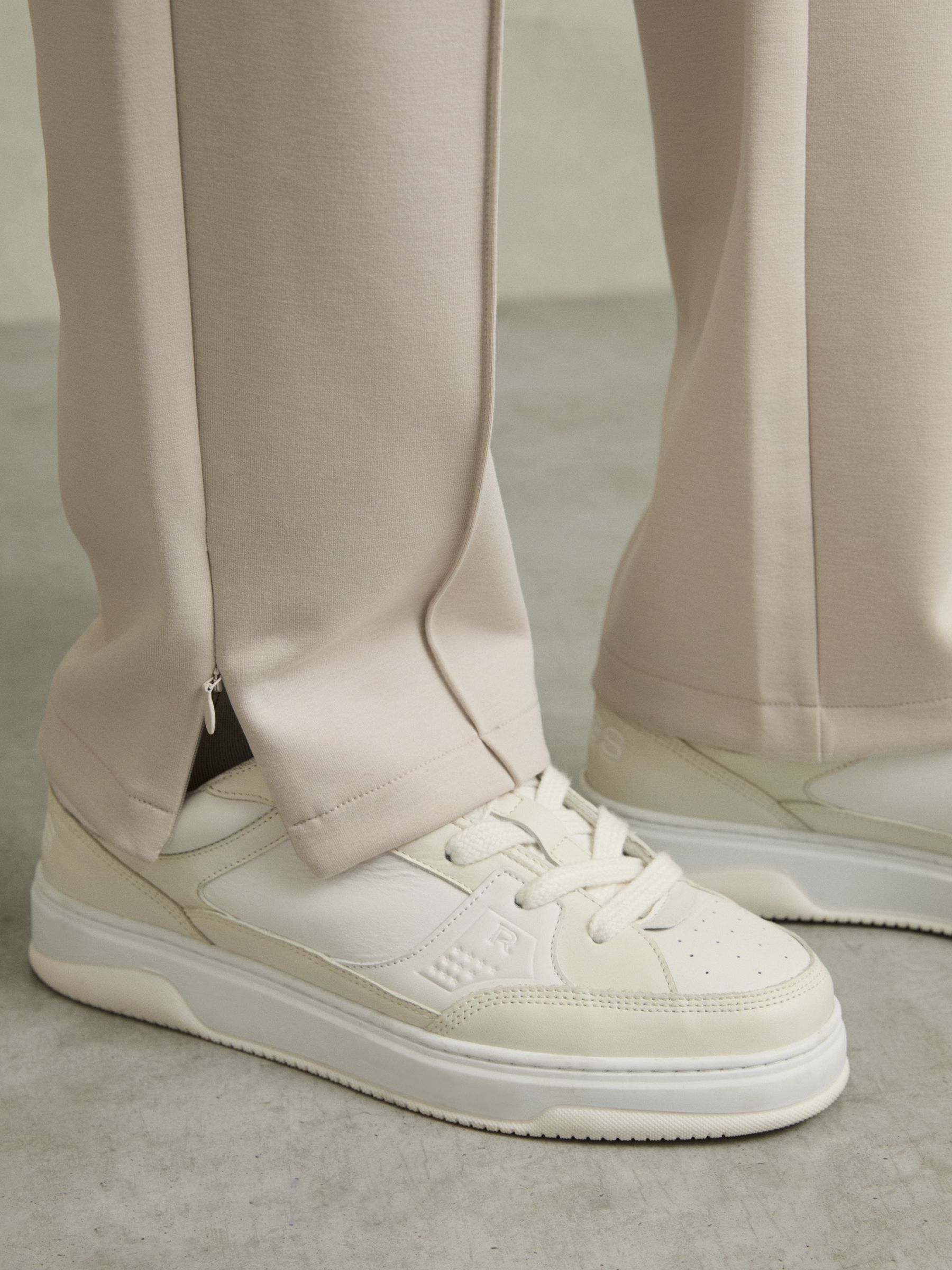 Interlock Drawstring Straight-Leg Trousers in Off White - Image 4 of 7