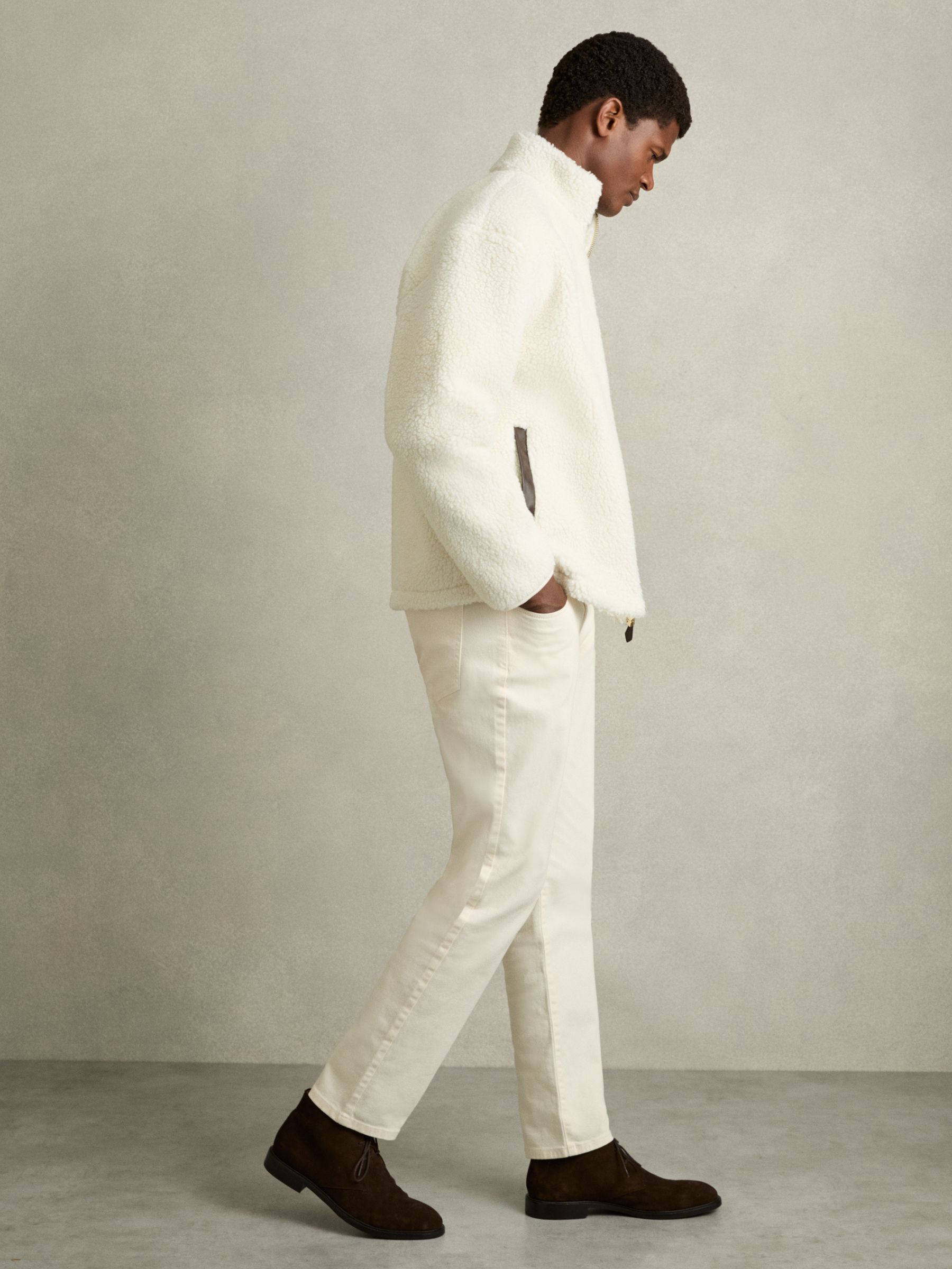 Fleece Zip-Through Jacket in Ecru - Image 3 of 7
