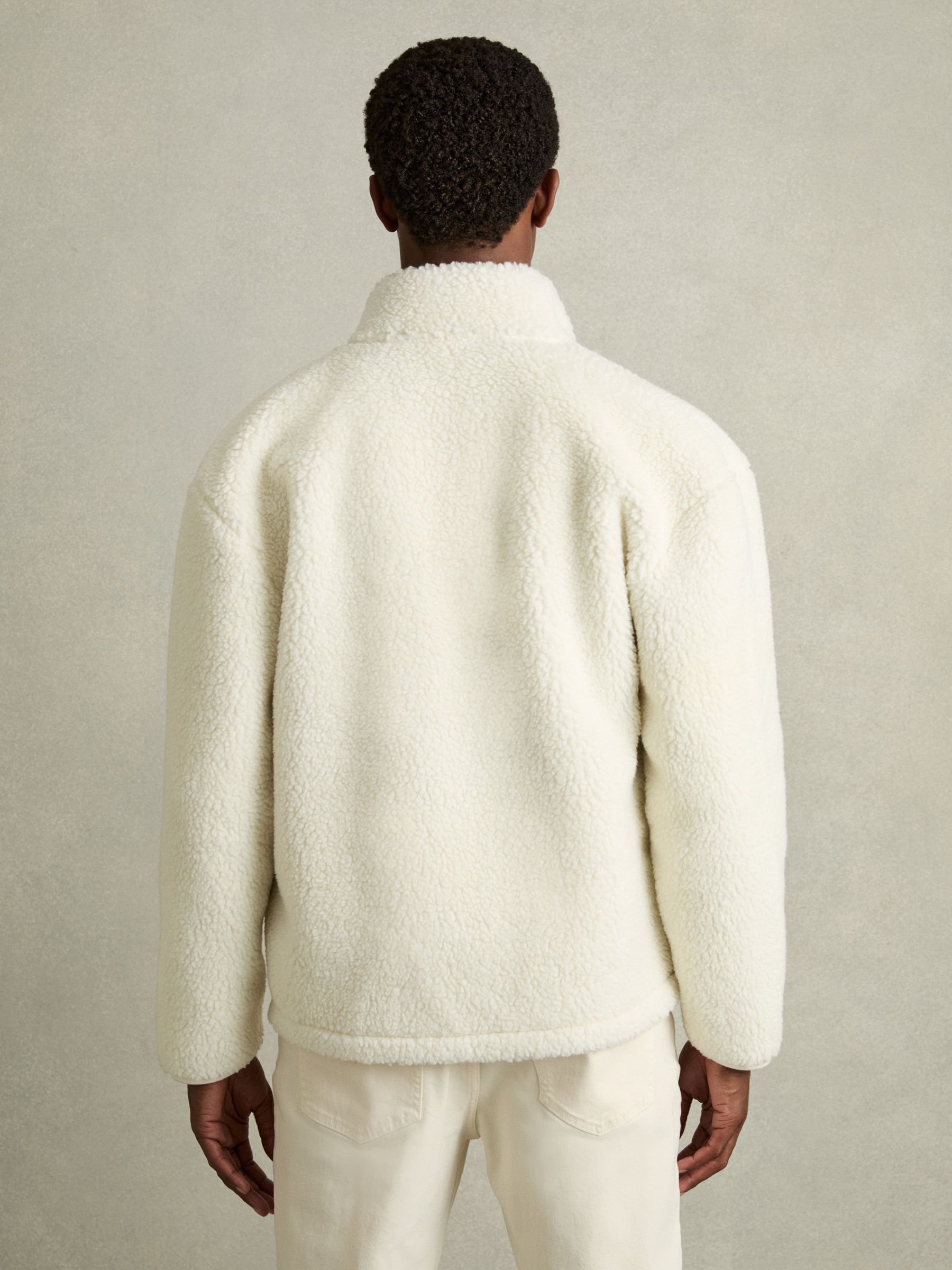 Fleece Zip-Through Jacket in Ecru - Image 5 of 7