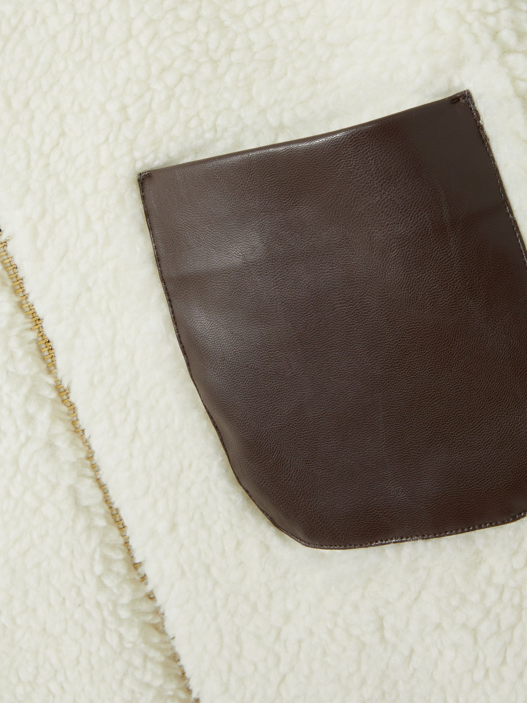 Fleece Zip-Through Jacket in Ecru - Image 6 of 7