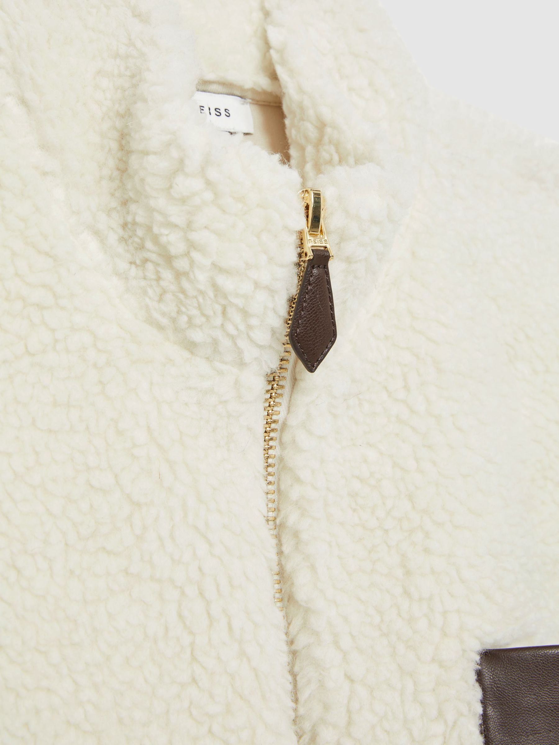 Fleece Zip-Through Jacket in Ecru - Image 7 of 7