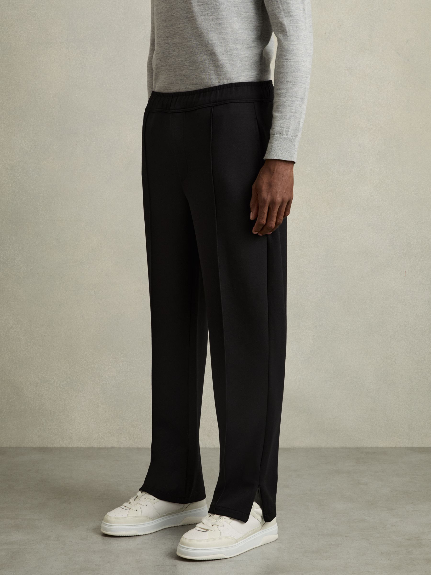 Interlock Drawstring Straight-Leg Trousers in Black - Image 3 of 7