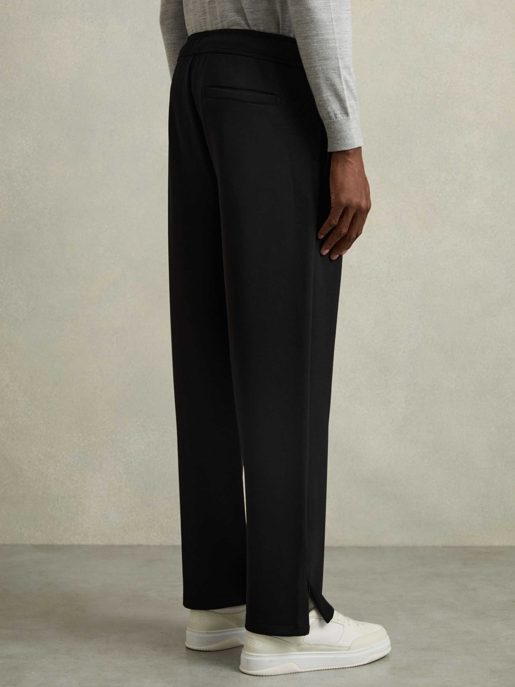 Interlock Drawstring Straight-Leg Trousers in Black - Image 5 of 7