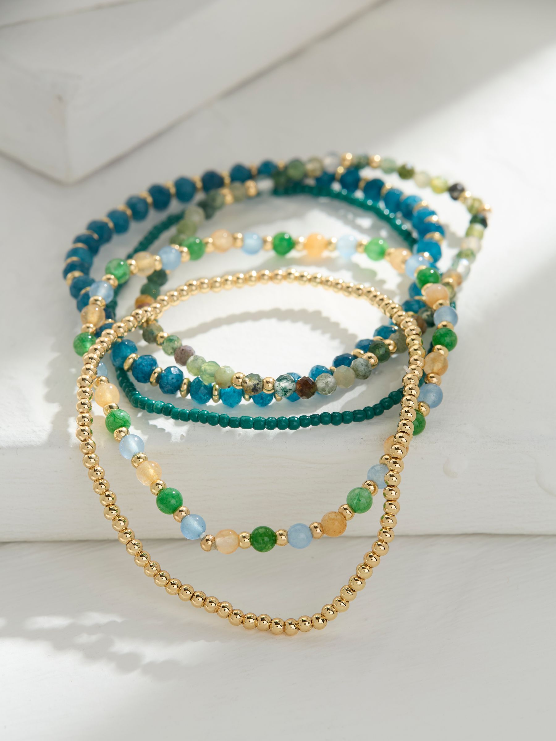 Teal Blue Stretch Stack Bracelet - Image 1 of 2