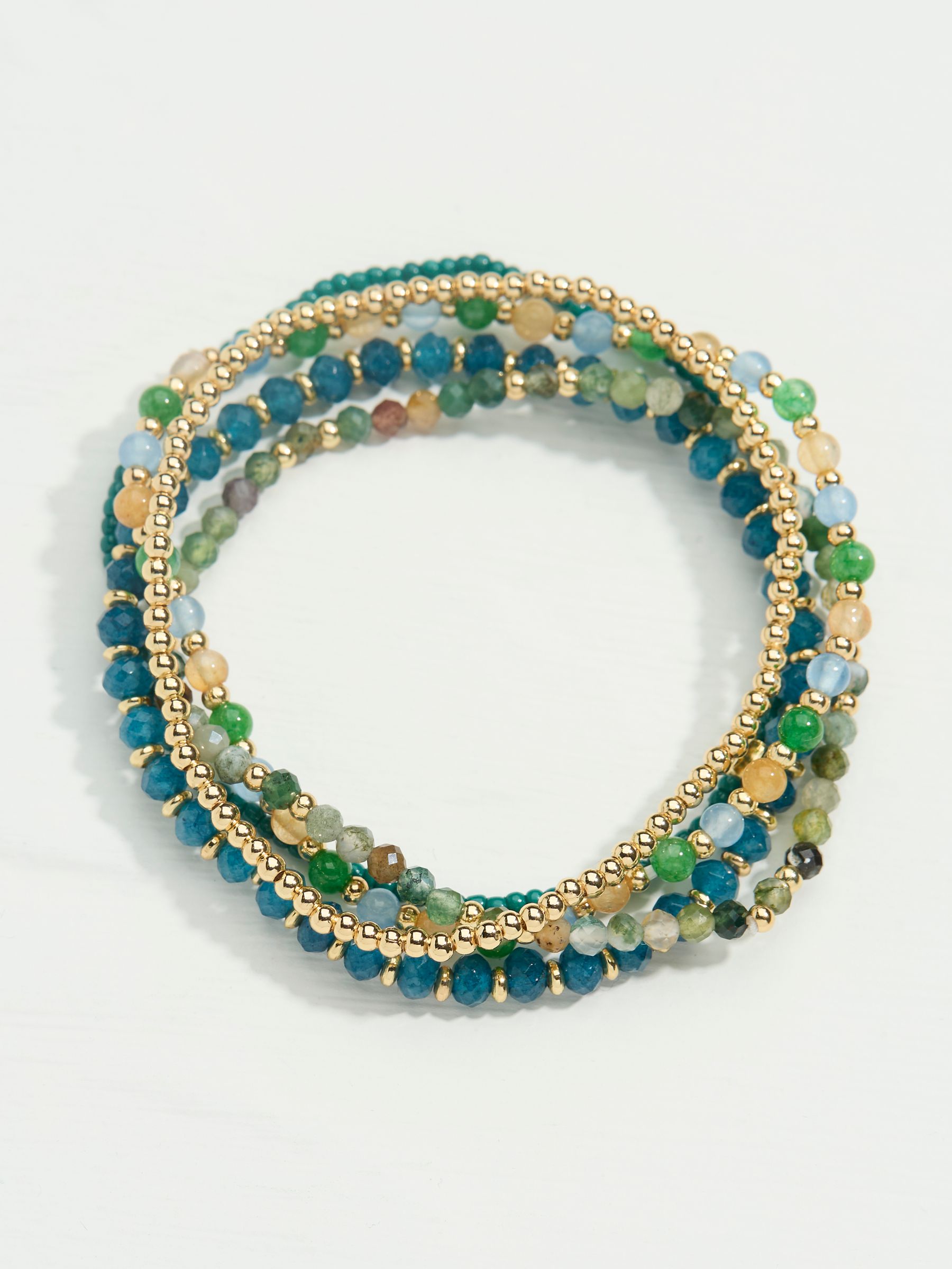 Teal Blue Stretch Stack Bracelet - Image 2 of 2 Teal Blue Stretch Stack Bracelet - Image 2 of 2