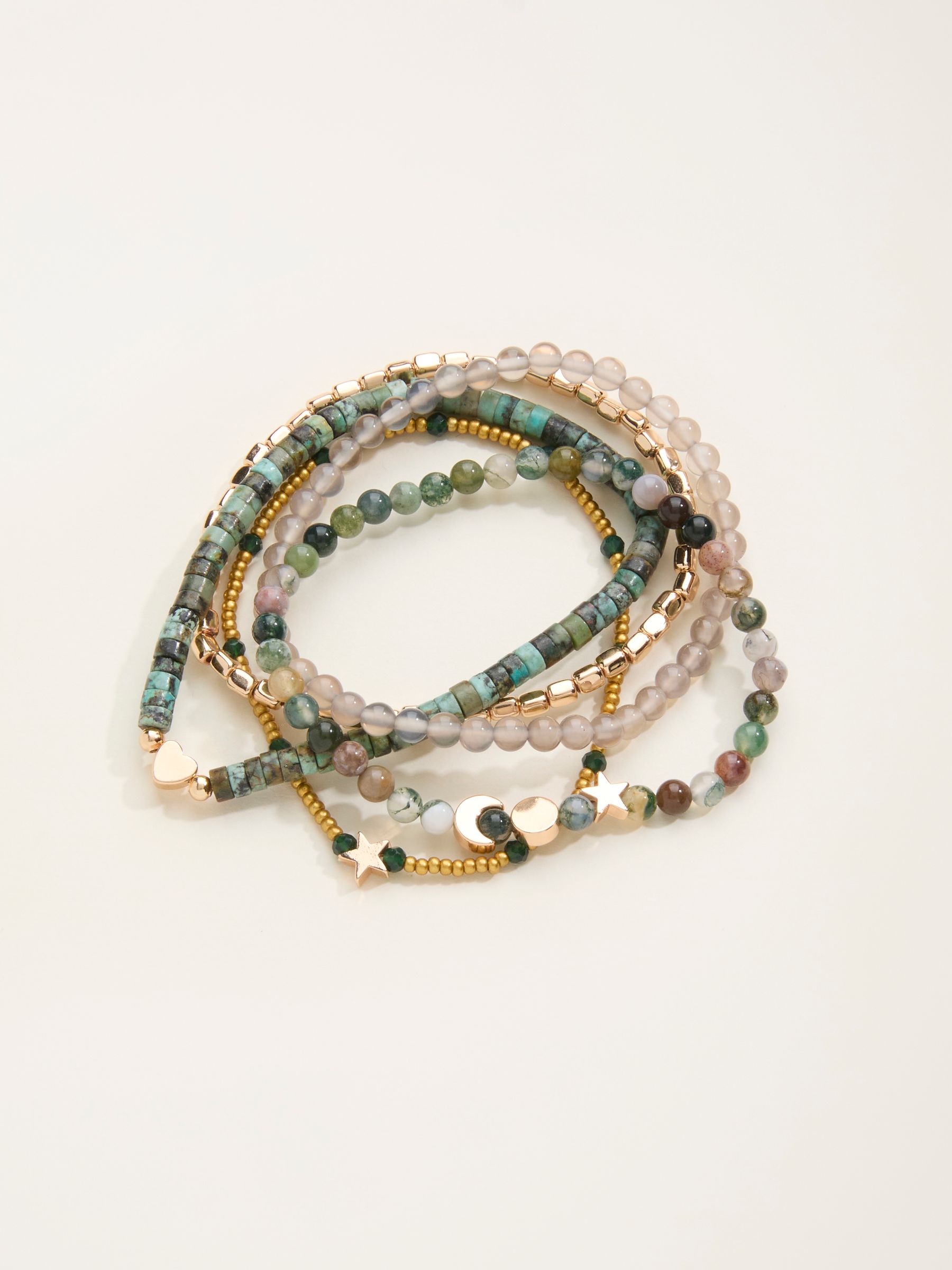 Green Stretch Stack Bracelet - Image 1 of 4 Green Stretch Stack Bracelet - Image 1 of 4
