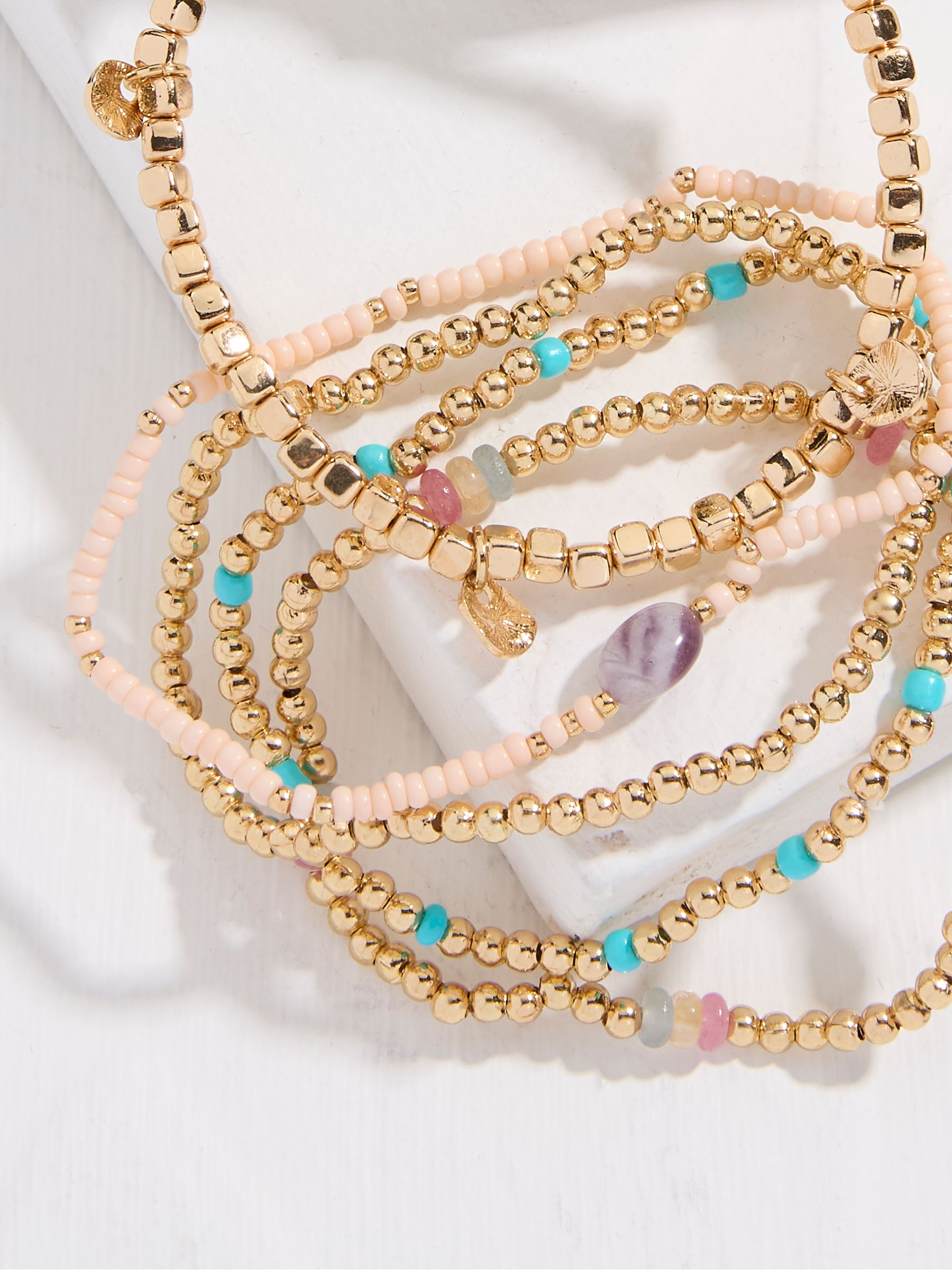 Gold Tone Stretch Stack Bracelet - Image 2 of 2