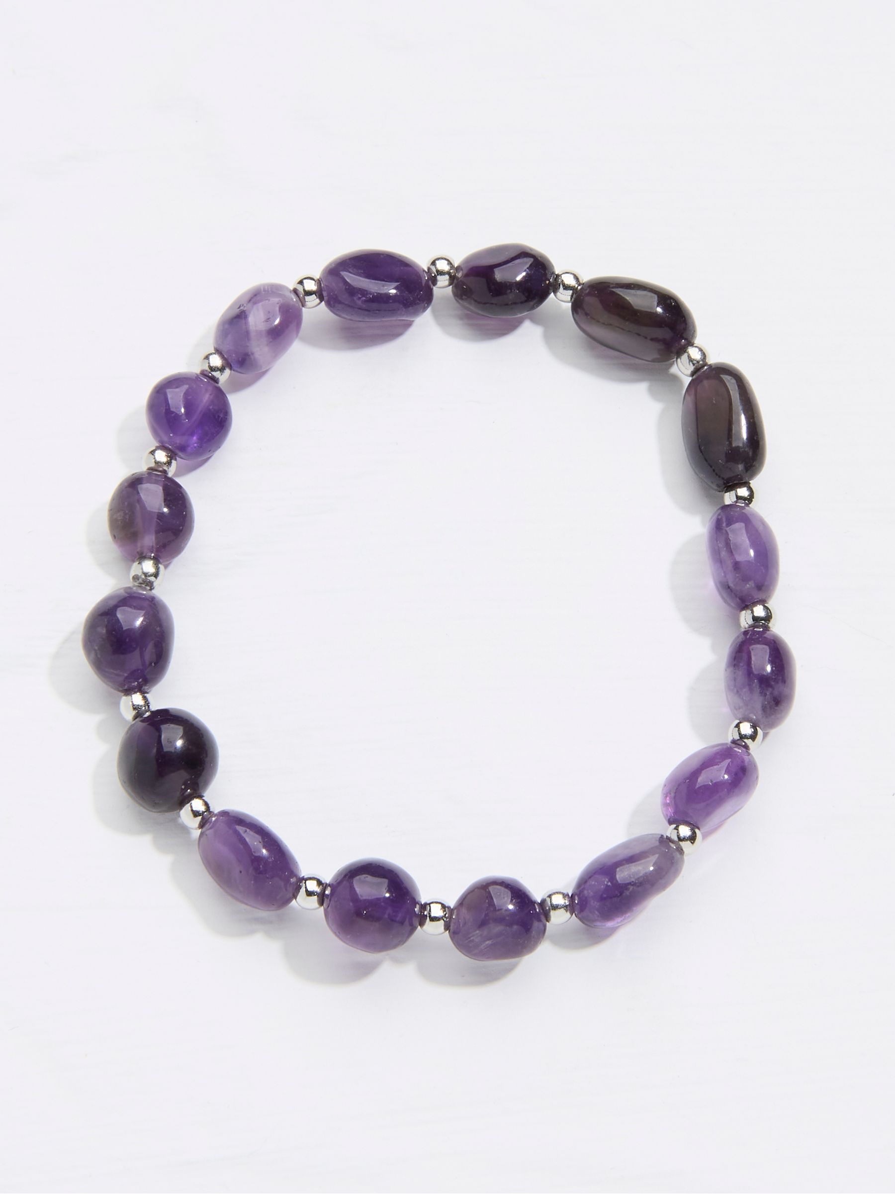 Purple Amethyst Gemstone Stretch Bracelet - Image 1 of 2