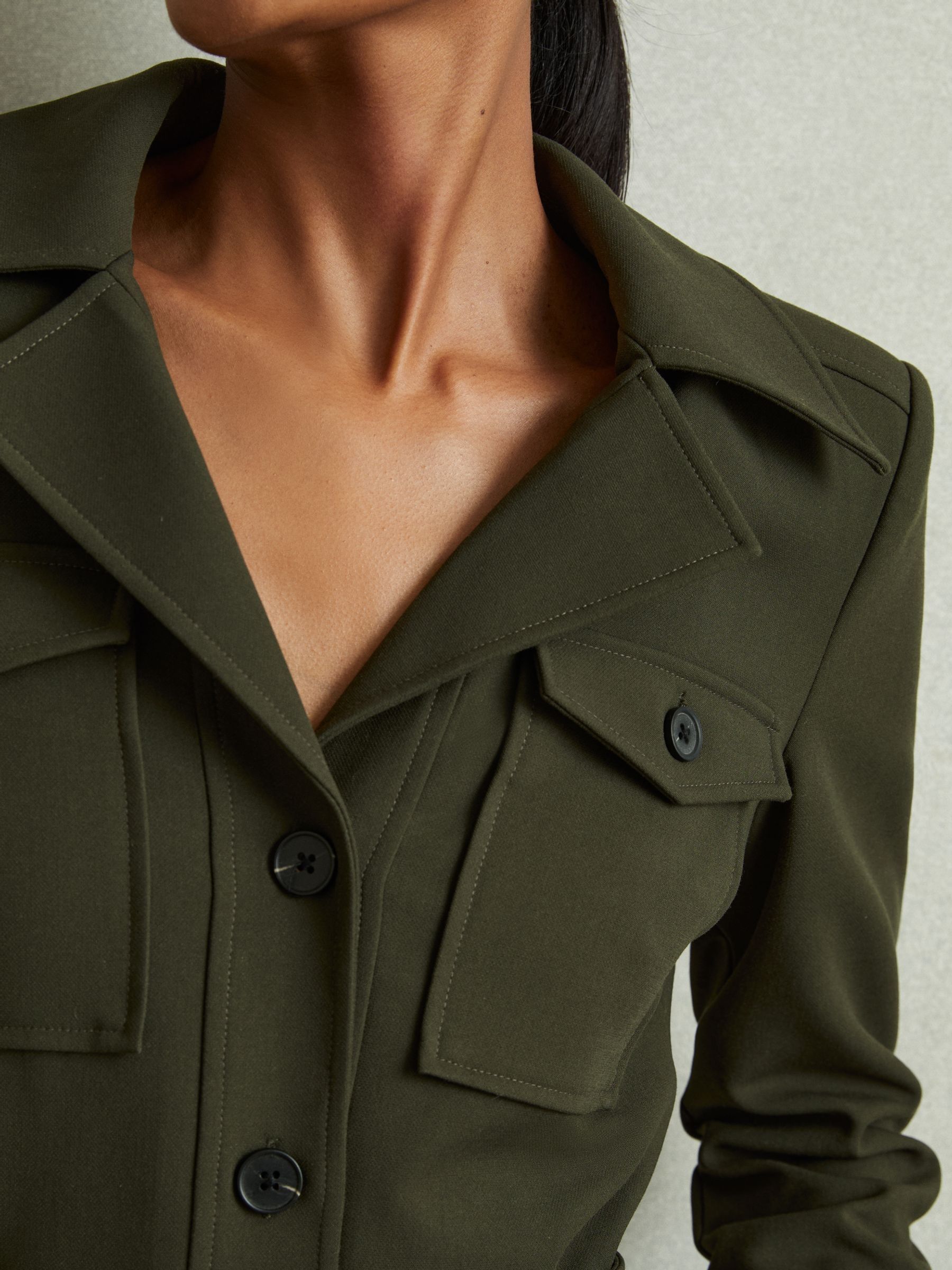 Petite Belted Utility Jumpsuit in Dark Green - Image 3 of 7
